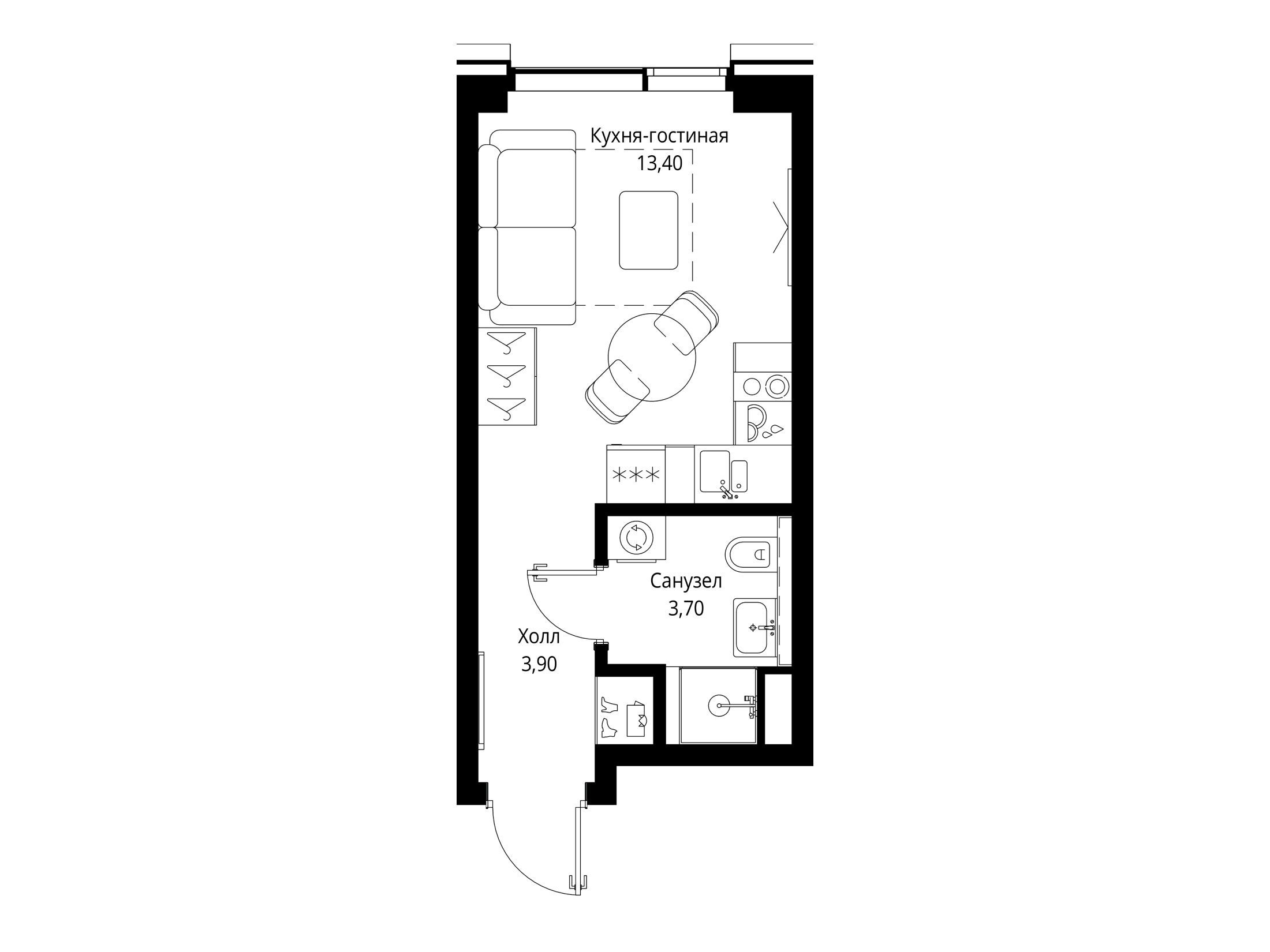 Планировка: Студия 21.00 м² в новостройке Ситидзен
