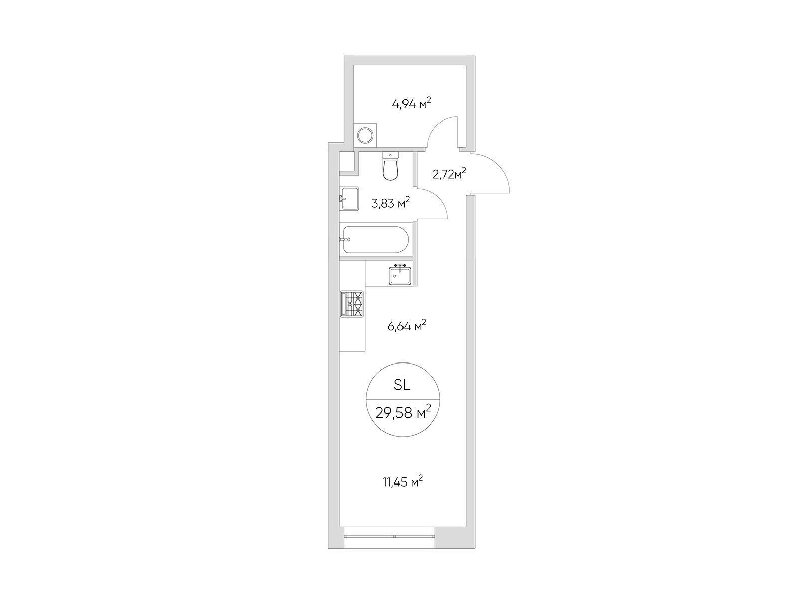 Планировка: Студия 29.80 м² в новостройке ЖК Найс Лофт