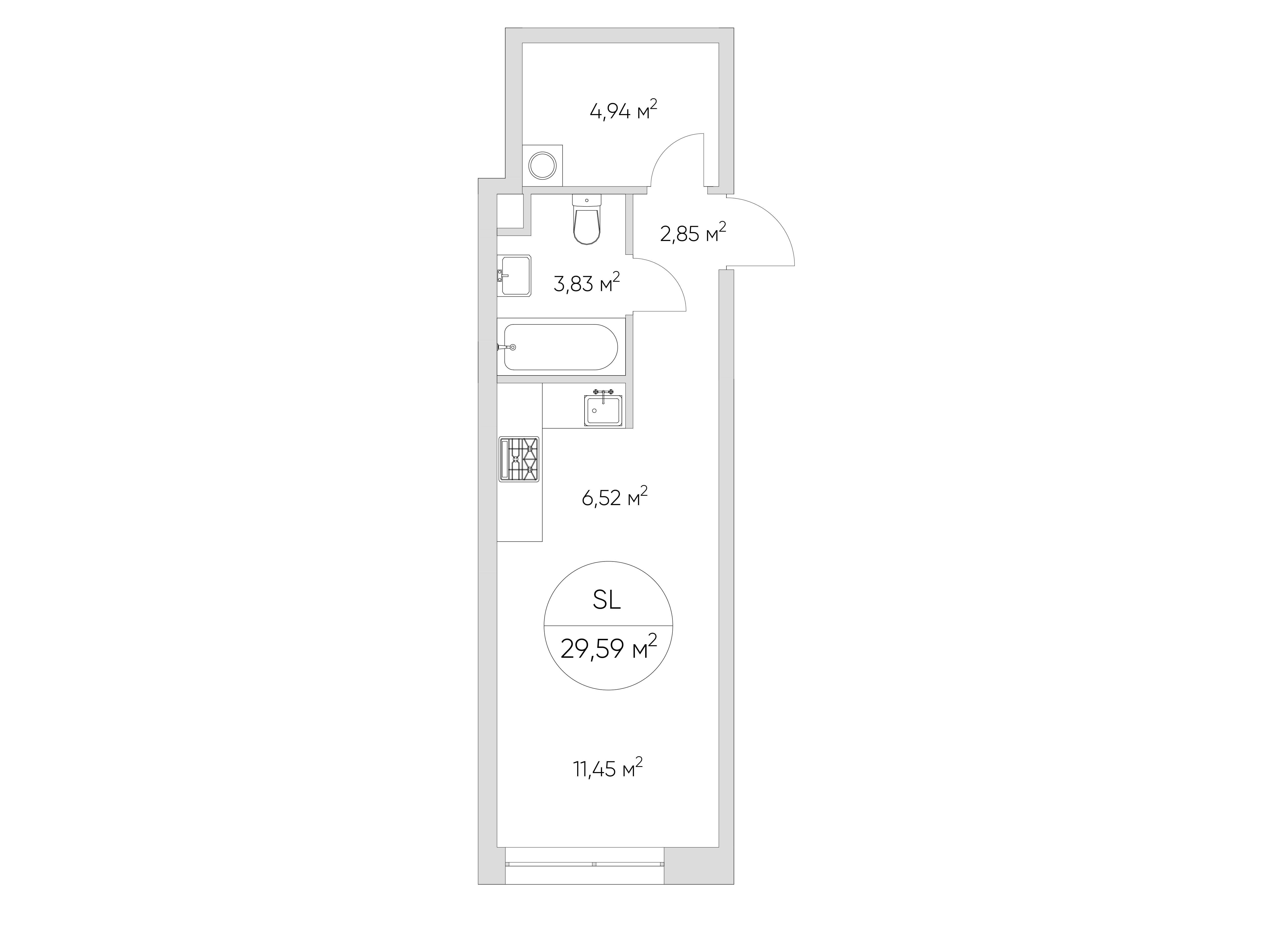 Планировка: Студия 29.60 м² в новостройке Найс Лофт