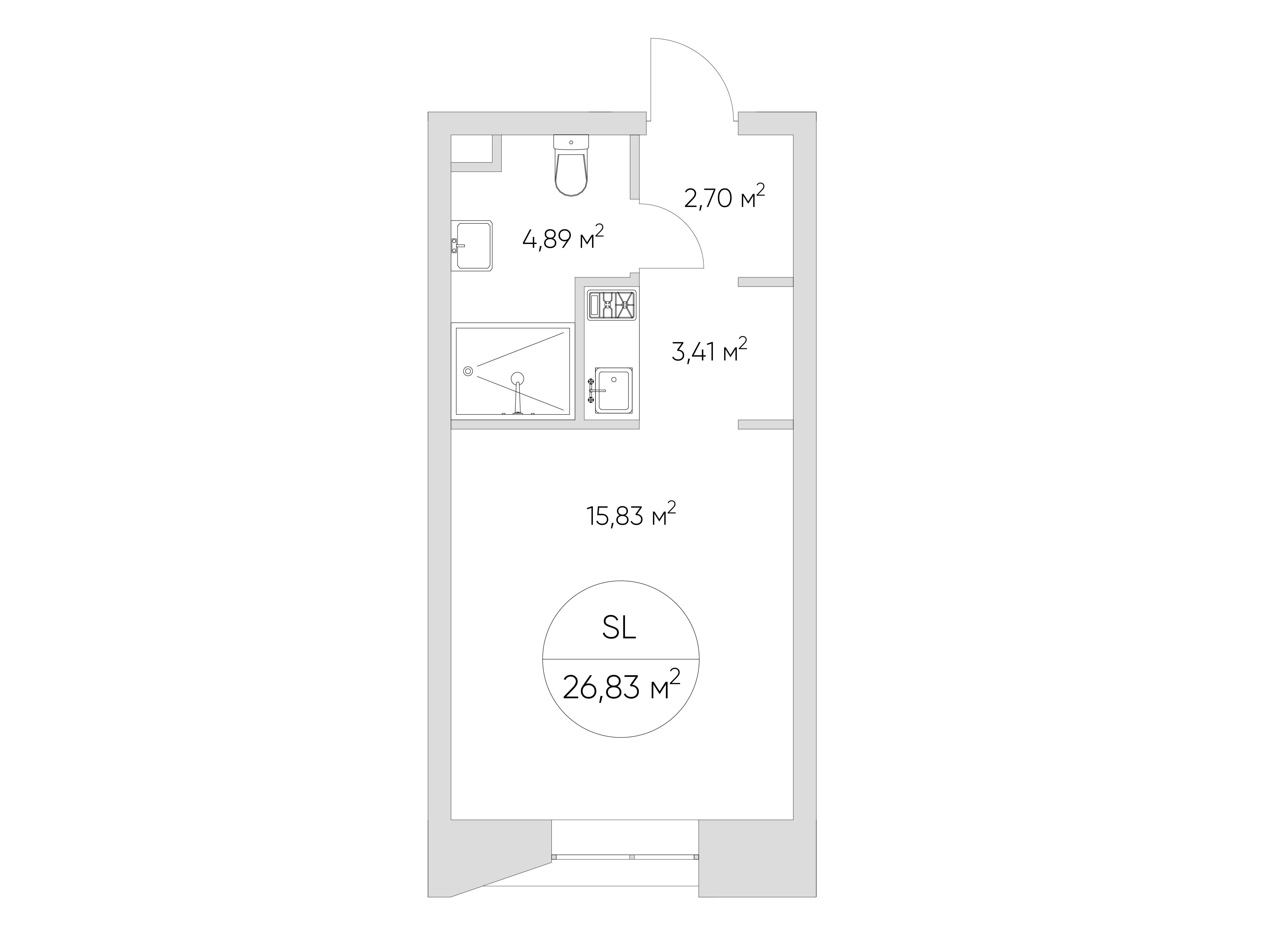 Планировка: Студия 28.10 м² в новостройке Найс Лофт