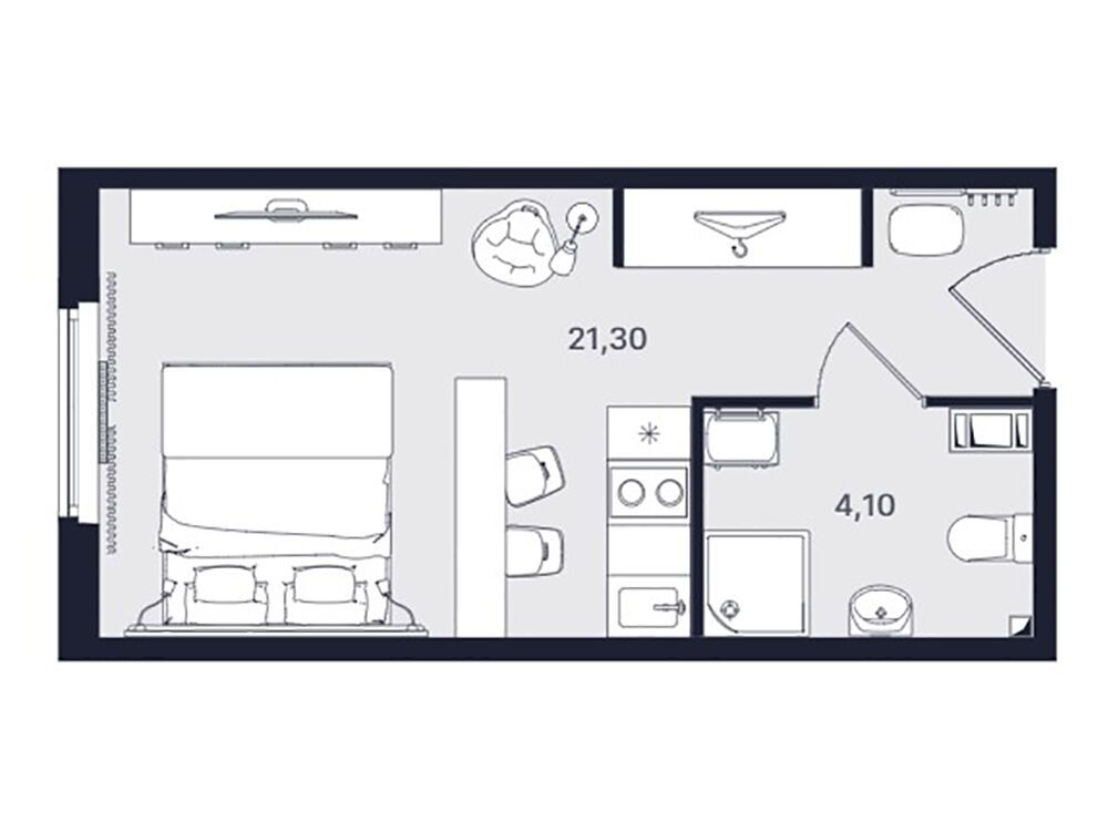 Планировка: Студия 25.40 м² в новостройке Интуит