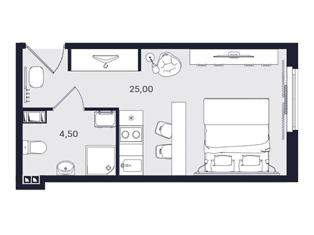 Планировка: Студия 29.50 м² в новостройке Интуит
