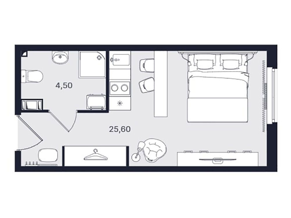 Планировка: Студия 30.10 м² в новостройке Интуит