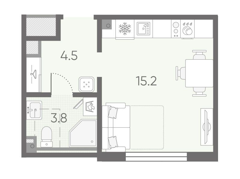 Планировка: Студия 23.50 м² в новостройке Пулково Лайк