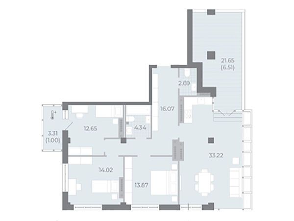 Планировка: 3-комн. квартира 104.30 м² в новостройке Нева Резиденс
