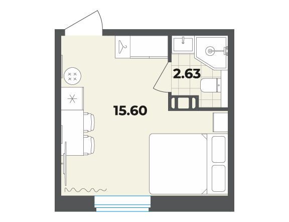 Планировка: Студия 18.23 м² в новостройке Лиговский 127