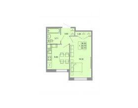 Планировка: 1-комн. квартира 33.70 м² в новостройке ЖК Стороны света