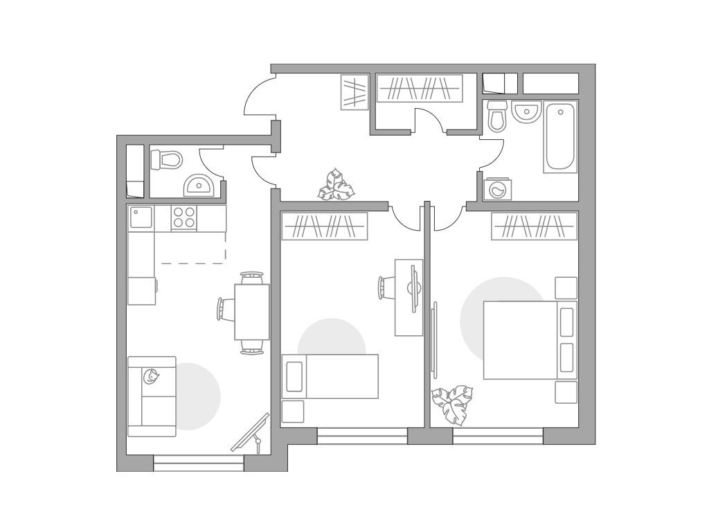 Планировка: 3-комн. квартира 54.18 м² в новостройке Аникеевский