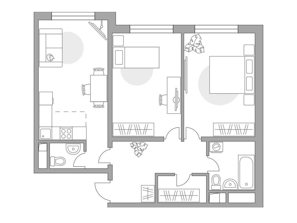 Планировка: 3-комн. квартира 54.18 м² в новостройке Аникеевский