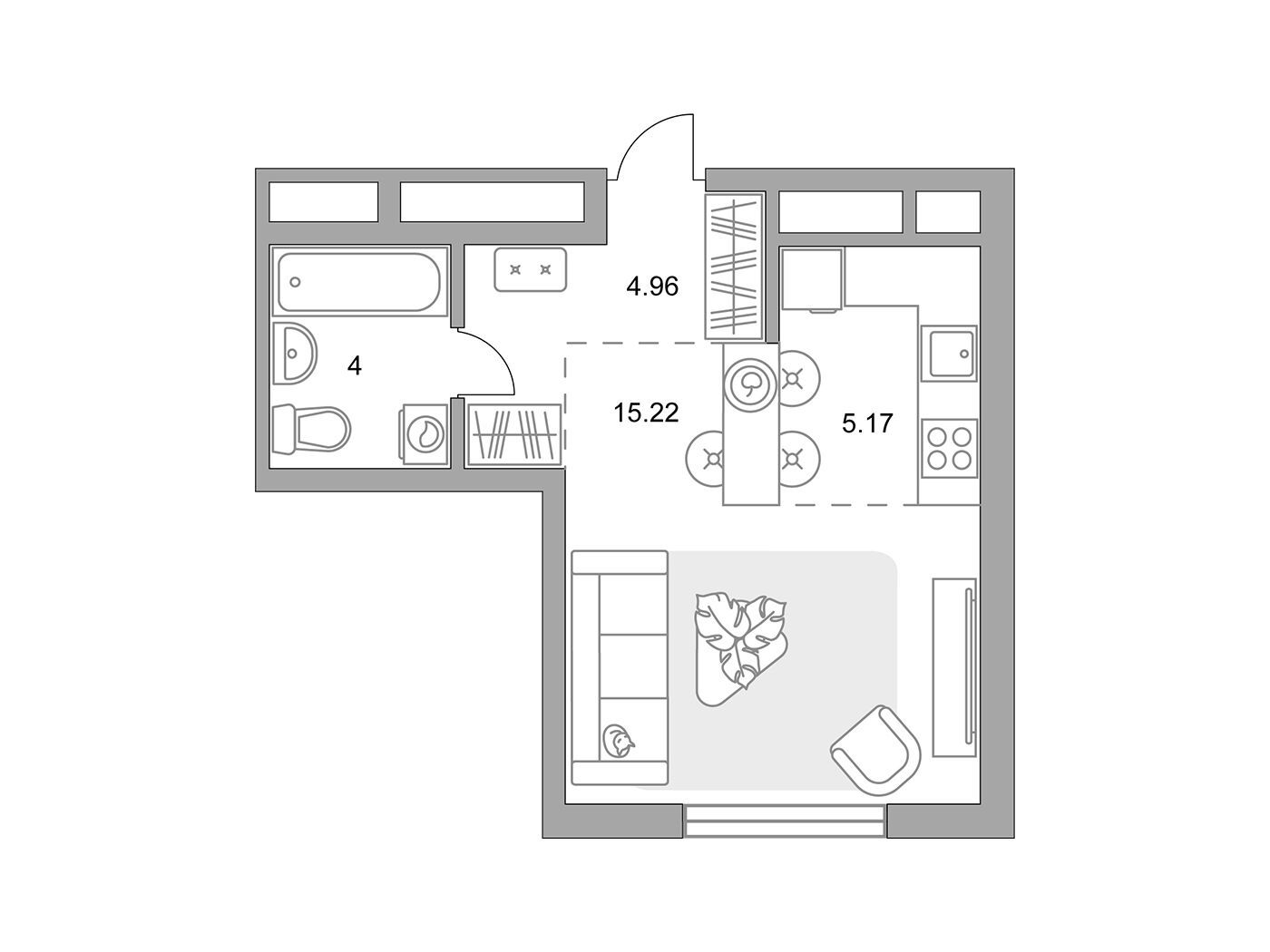 Планировка: Студия 29.35 м² в новостройке Императорские Мытищи