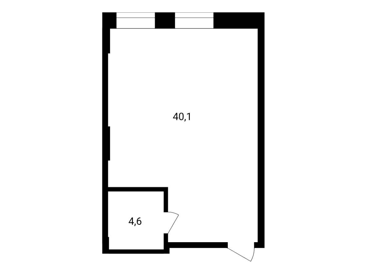 Планировка: Студия 44.70 м² в новостройке Резиденции архитекторов