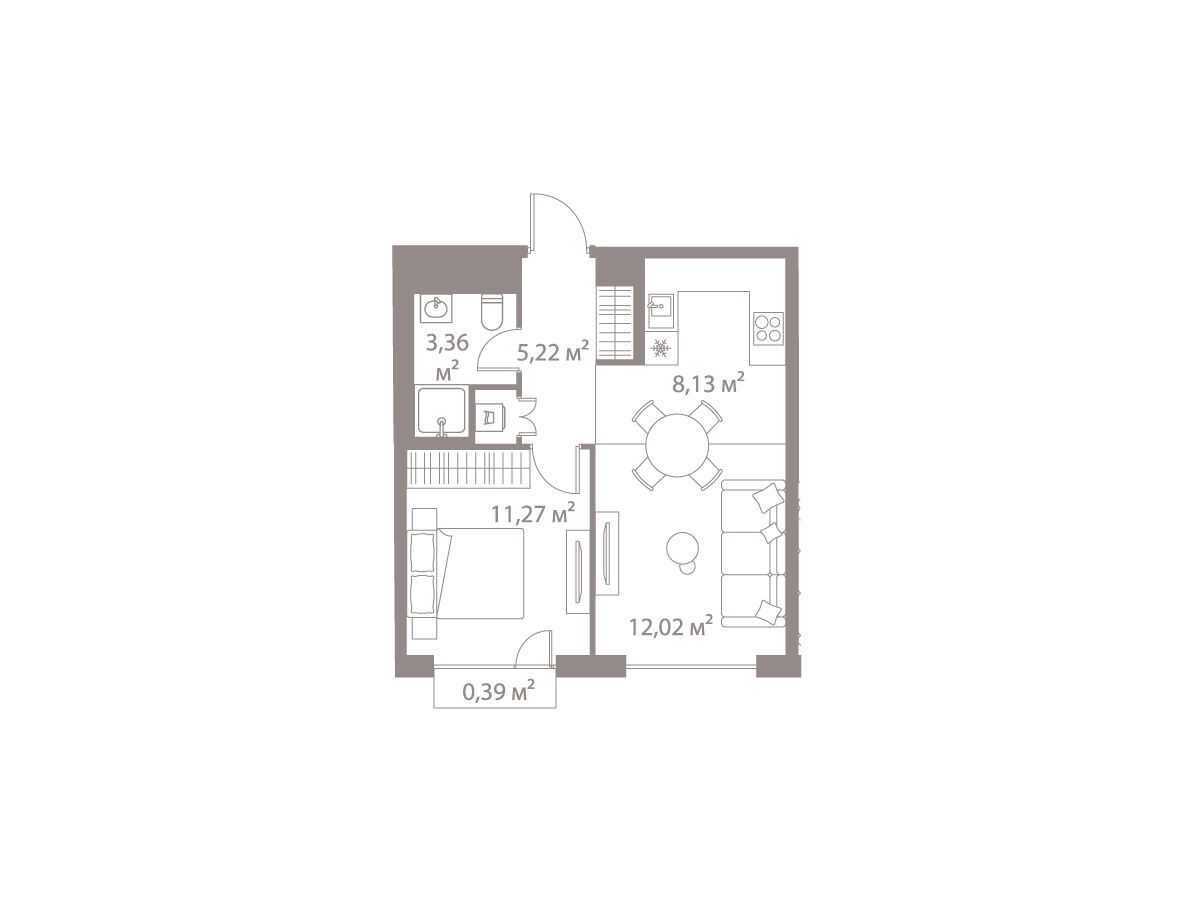 Планировка: 1-комн. квартира 40.39 м² в новостройке ЖК Лайф Варшавская