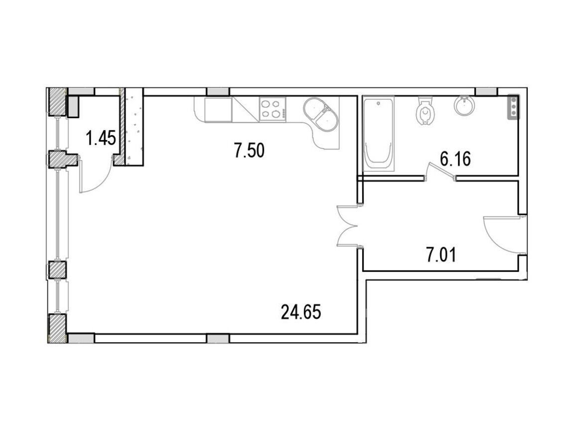 Планировка: Студия 85.90 м² в новостройке ЖК Маршал