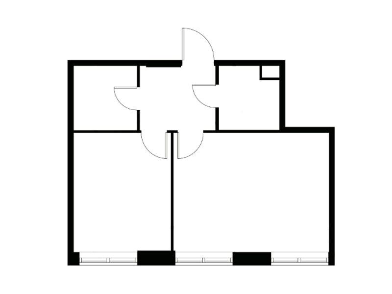 Планировка: 1-комн. квартира 50.80 м² в новостройке Воксхолл