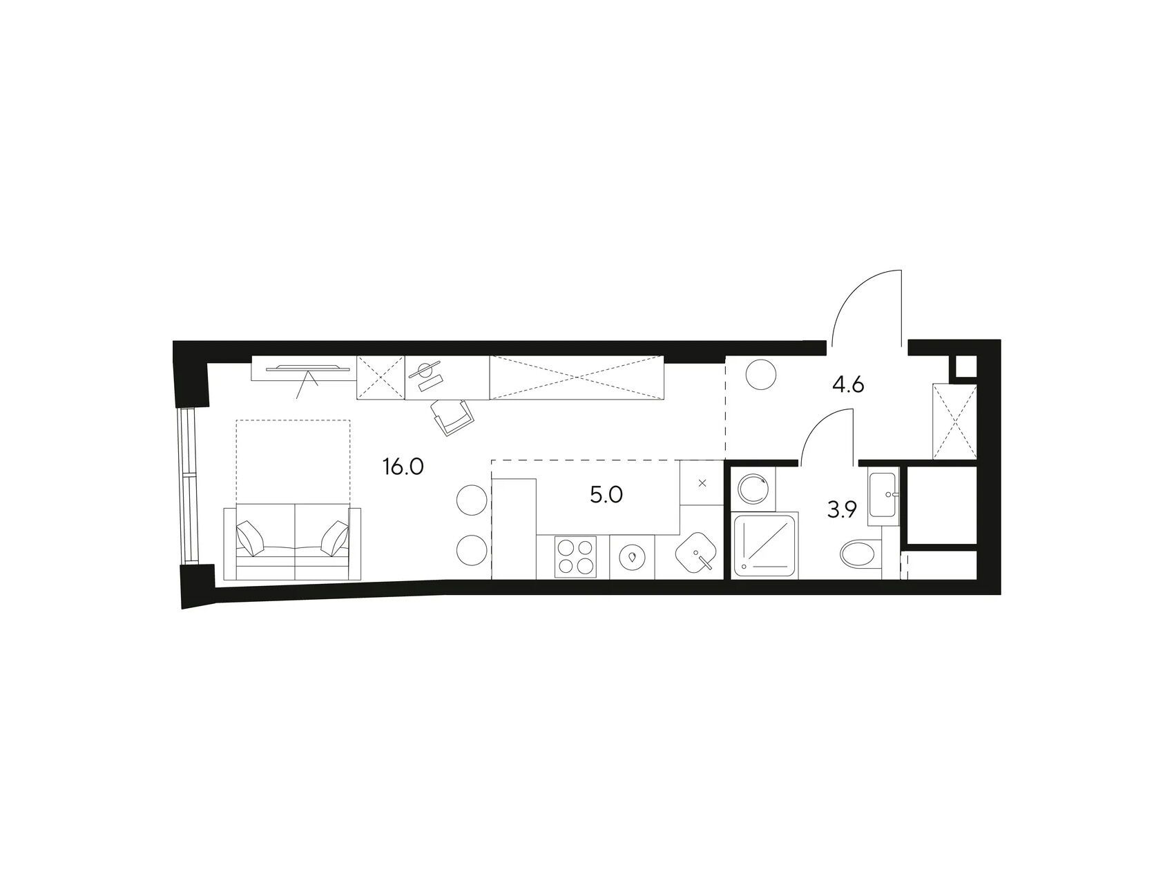 Планировка: Студия 29.50 м² в новостройке Нексус от Аквилон
