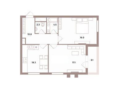 Планировка: 3-комн. квартира 71.70 м² в новостройке ЖК Проспект 39