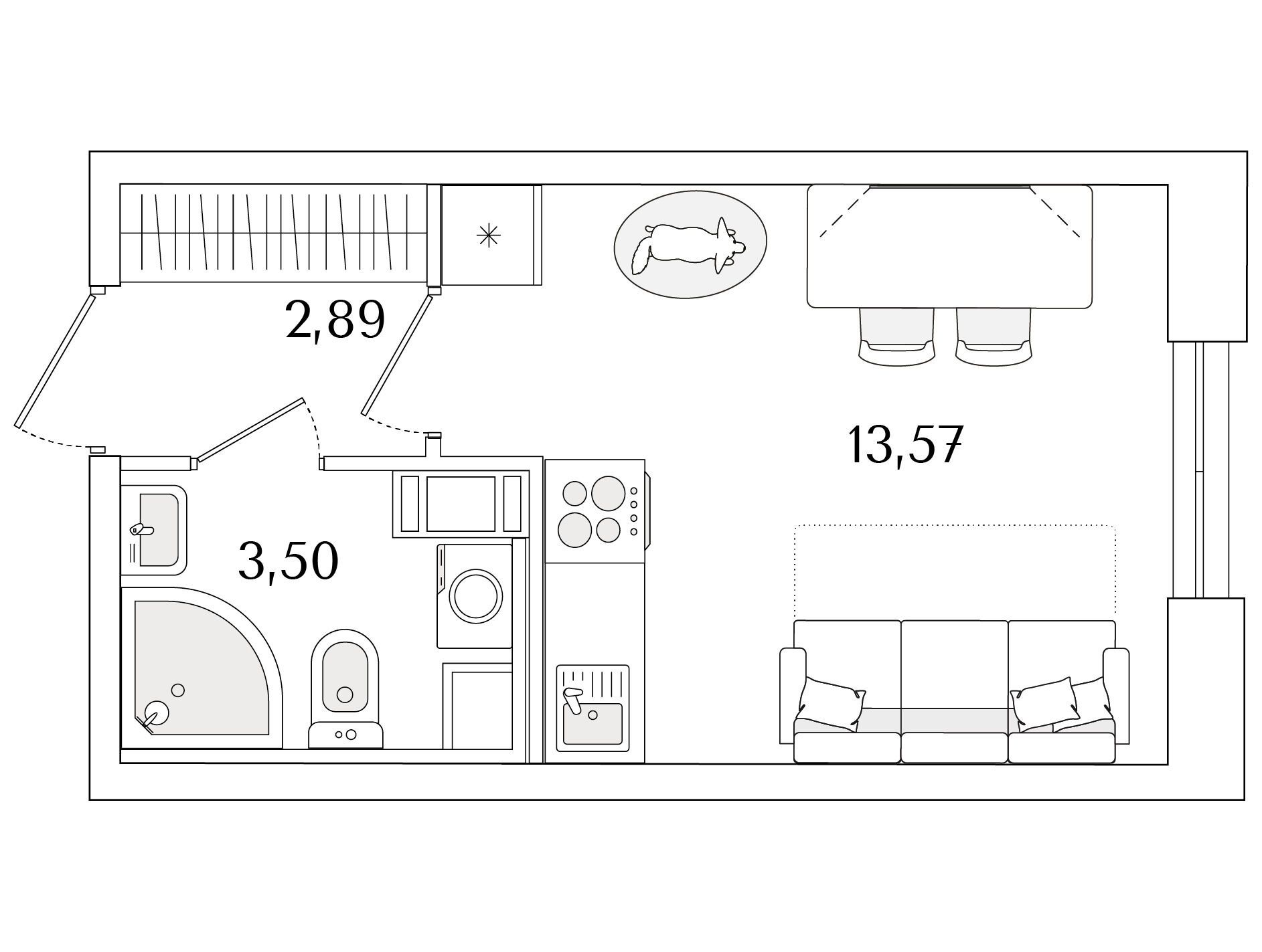 Планировка: Студия 19.96 м² в новостройке Кинопарк