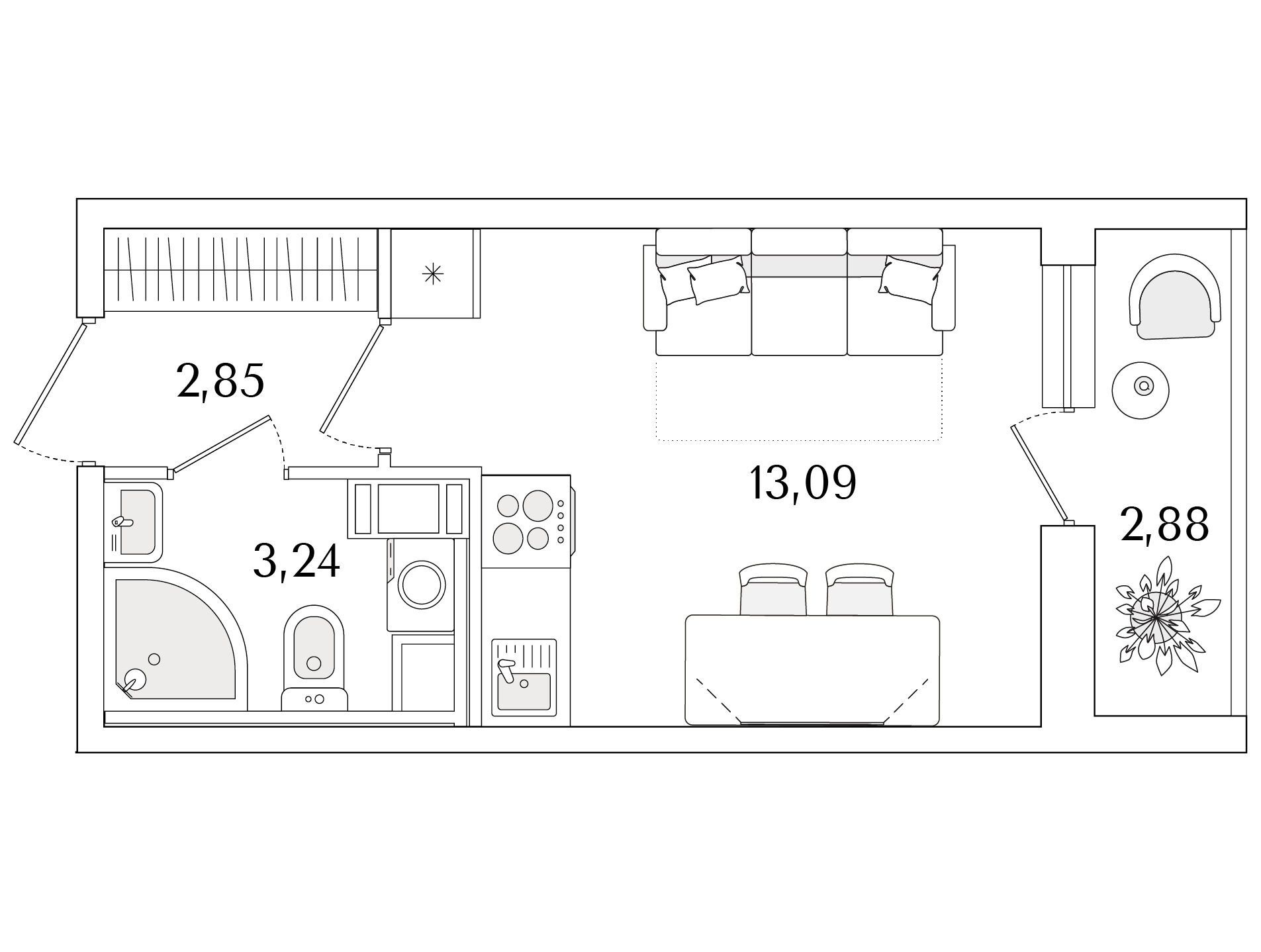 Планировка: Студия 20.62 м² в новостройке Кинопарк