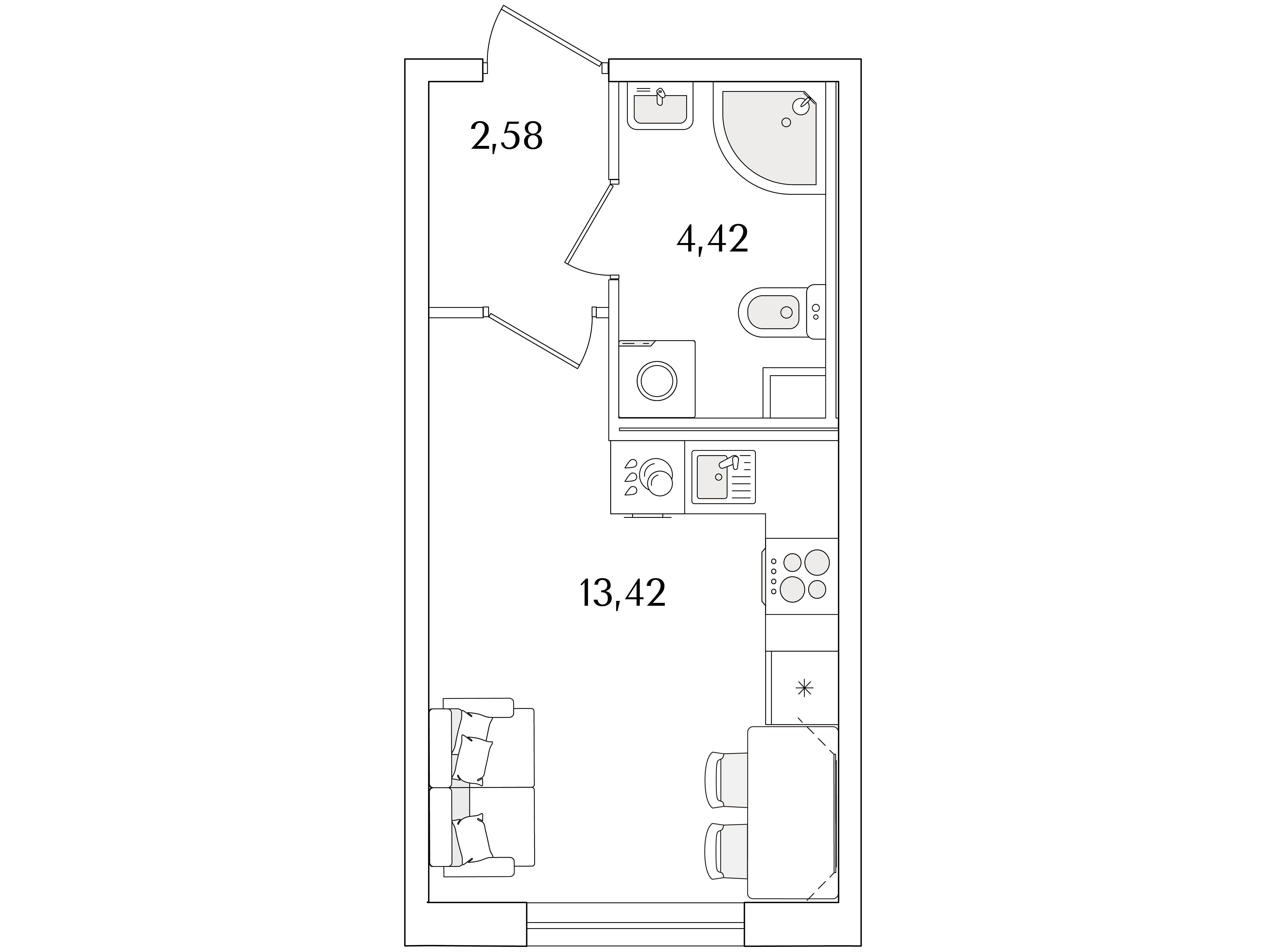 Планировка: Студия 20.42 м² в новостройке Кинопарк