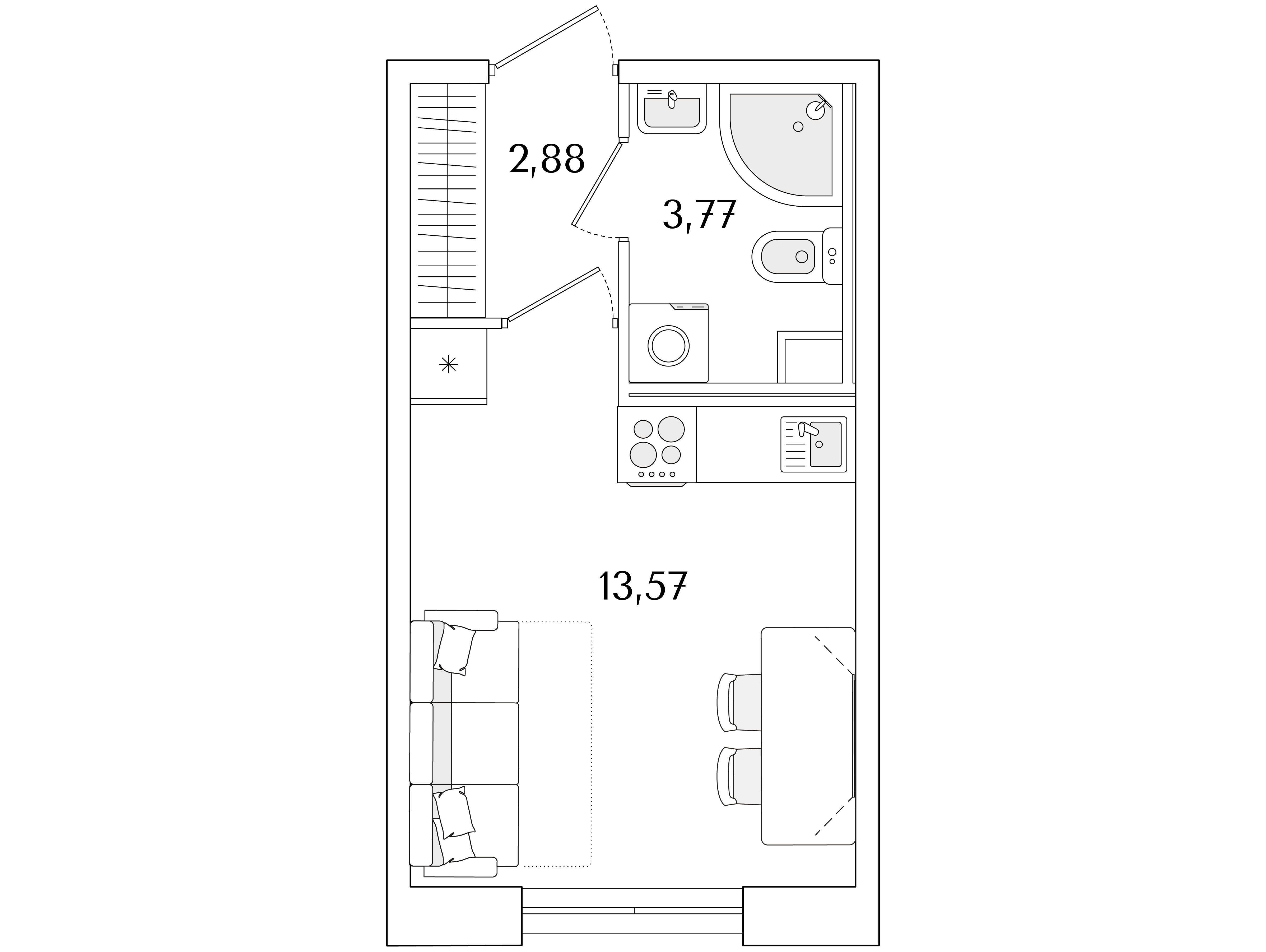 Планировка: Студия 20.22 м² в новостройке Кинопарк