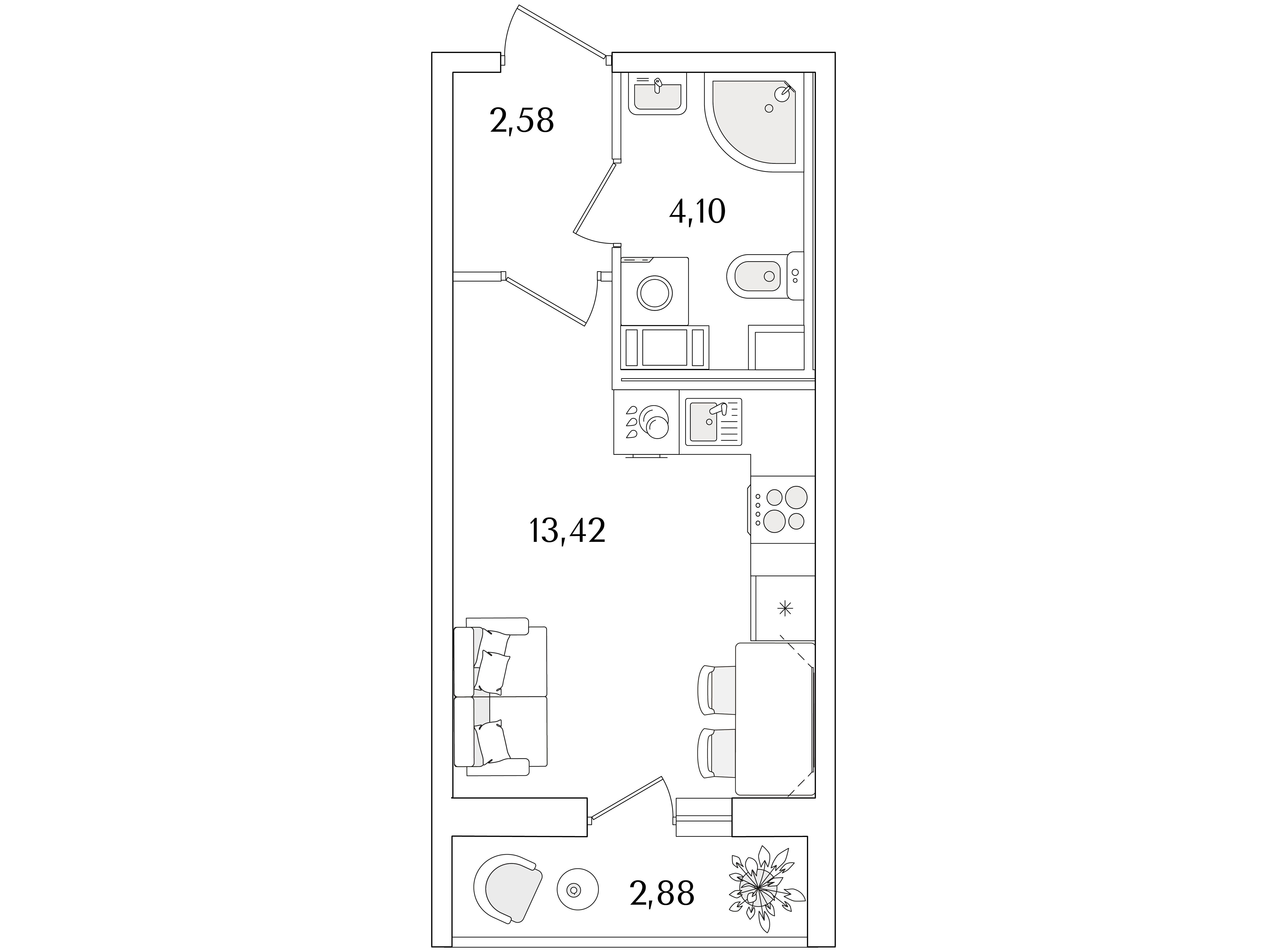 Планировка: Студия 21.54 м² в новостройке Кинопарк