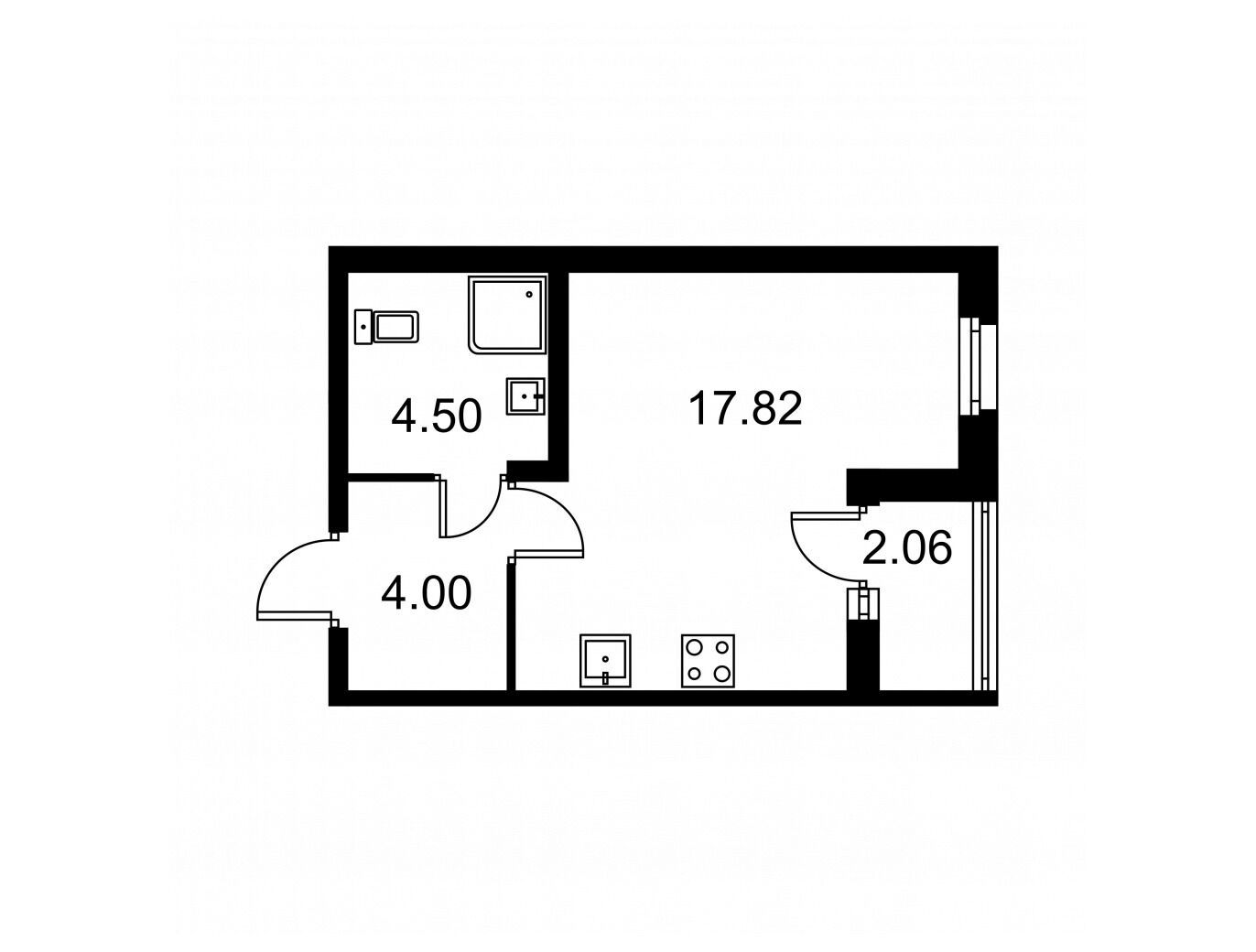 Планировка: Студия 27.35 м² в новостройке Квартал Заречье