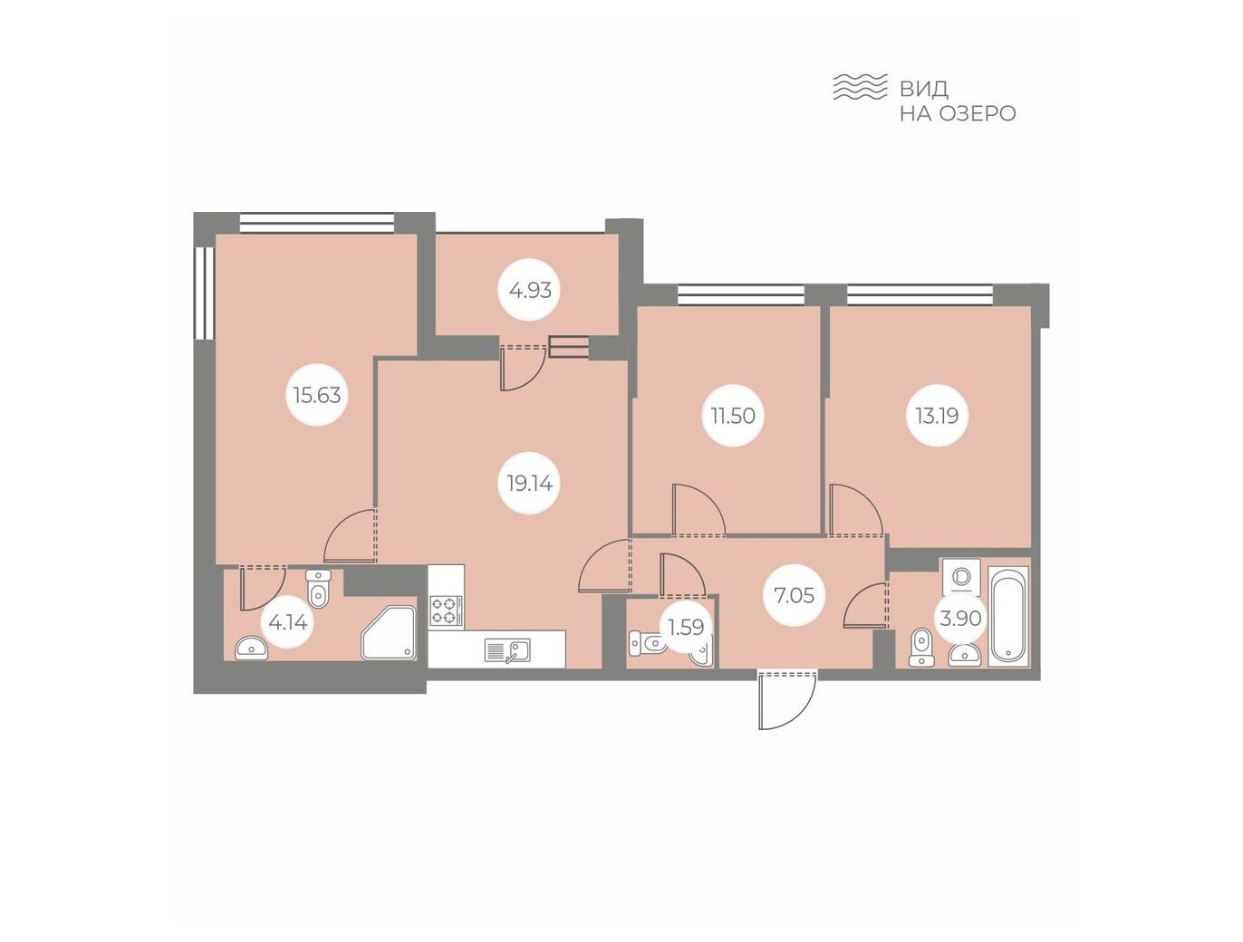 Планировка: 3-комн. квартира 78.61 м² в новостройке ЖК БФА в Озерках