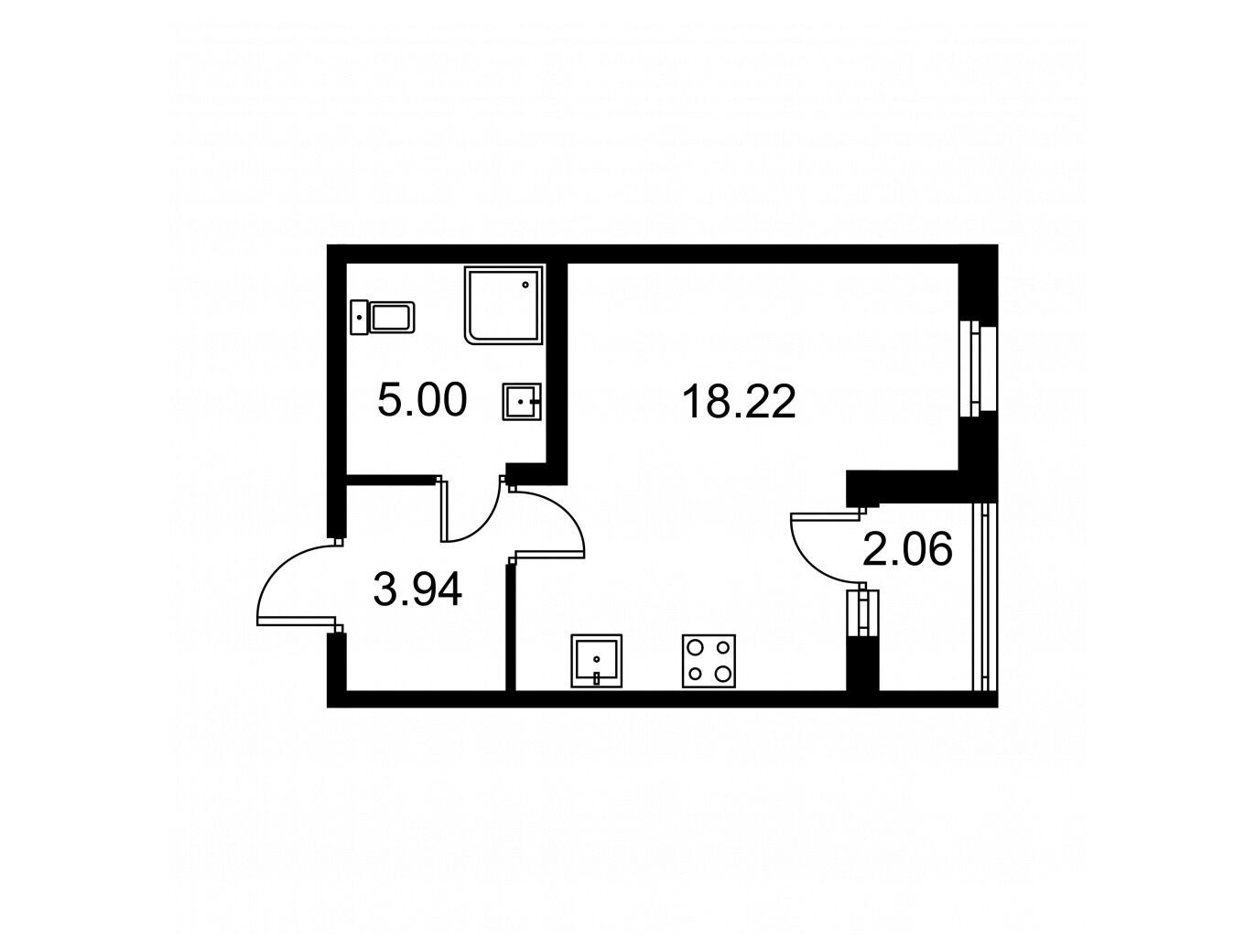 Планировка: Студия 28.19 м² в новостройке Квартал Заречье