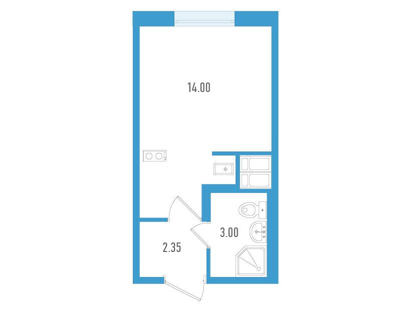 Планировка: Студия 19.35 м² в новостройке Старлайт