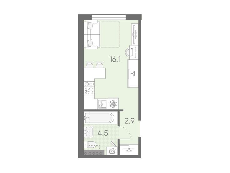 Планировка: Студия 23.50 м² в новостройке Пулково Лайк