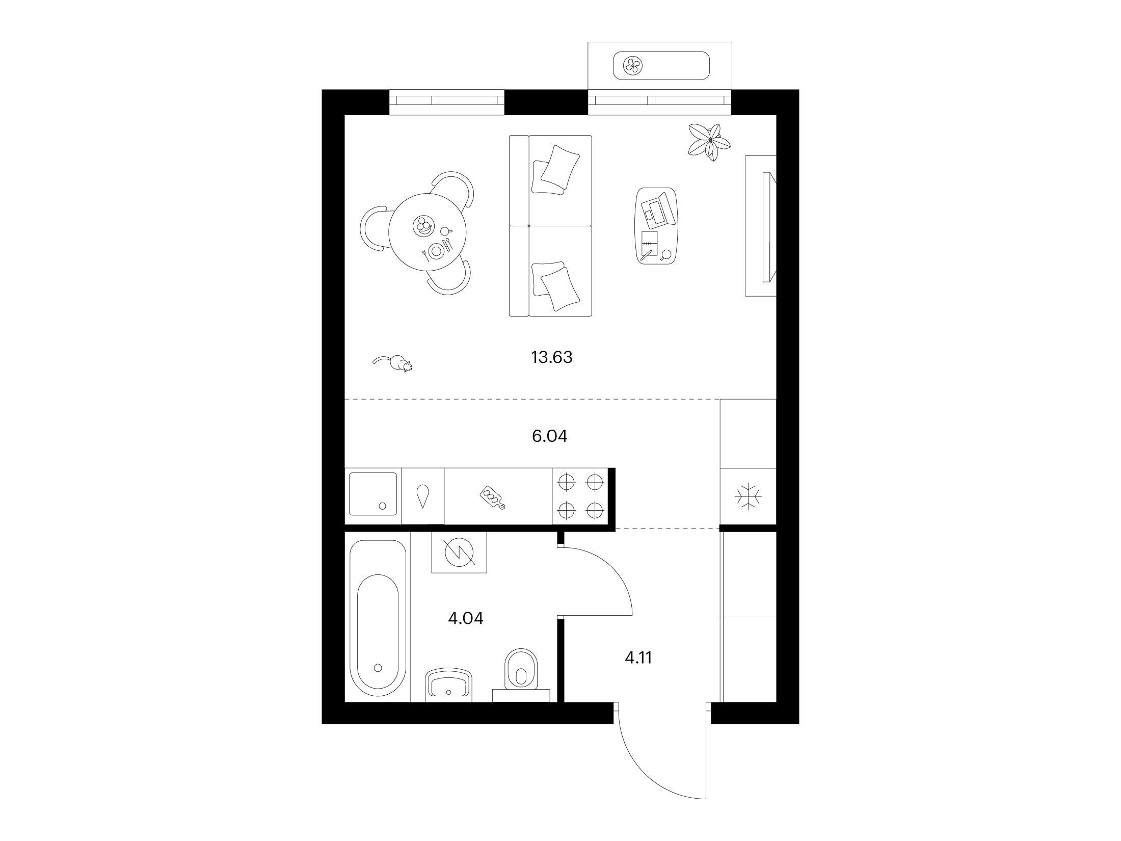 Планировка: Студия 27.82 м² в новостройке Таллинский парк