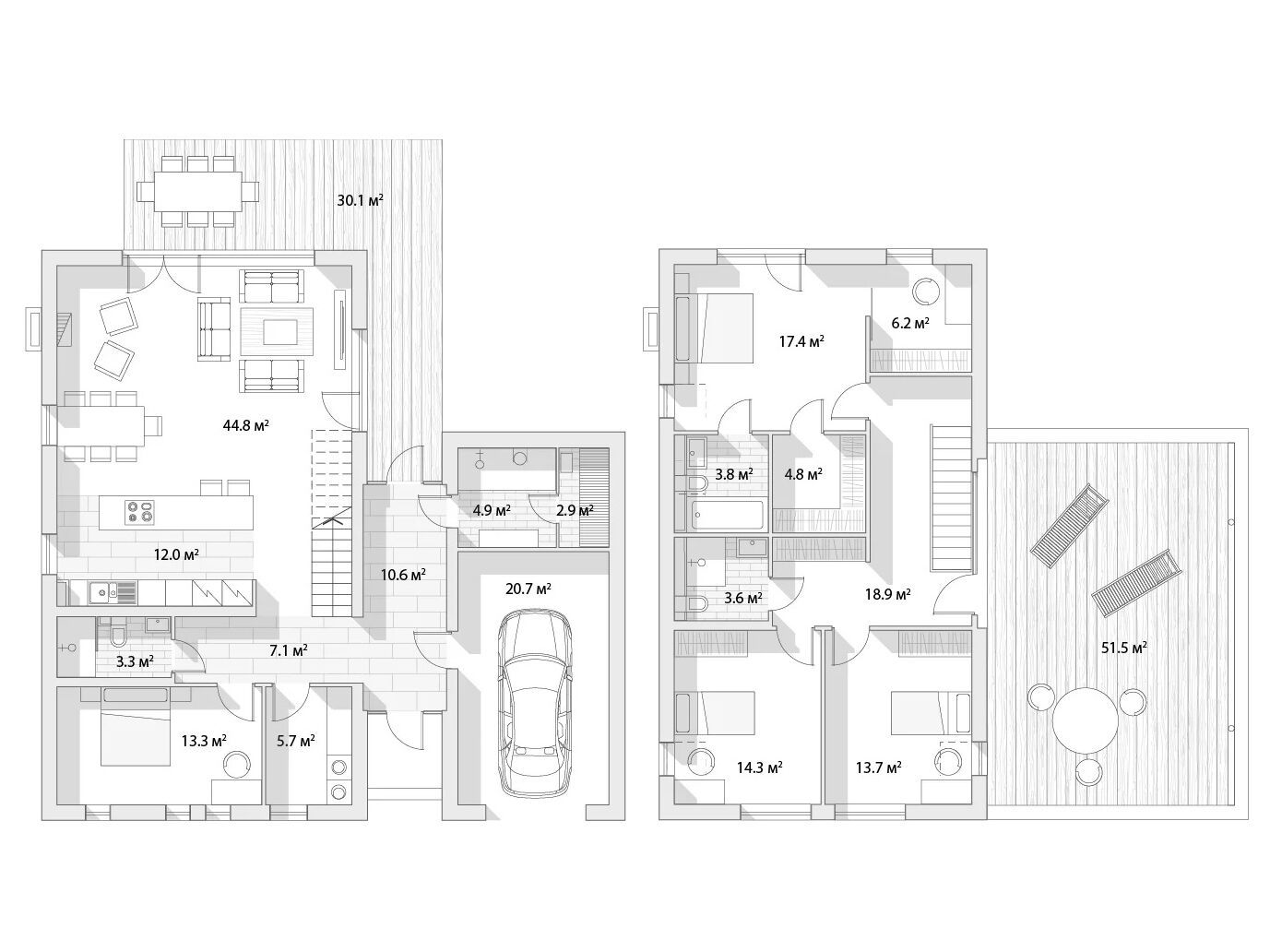 Планировка: 4-комн. квартира 290.00 м² в новостройке Негород Токсово