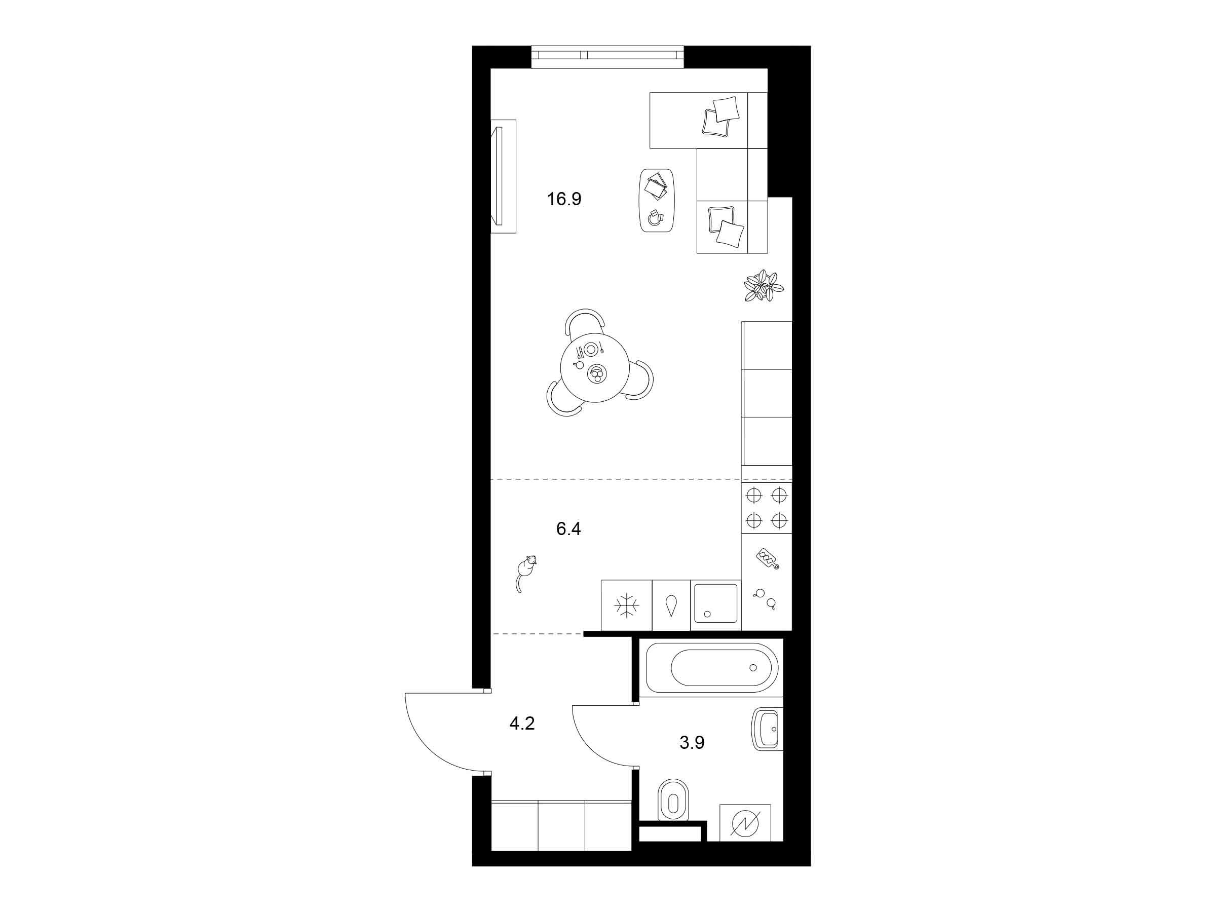 Планировка: Студия 31.40 м² в новостройке Саларьево парк