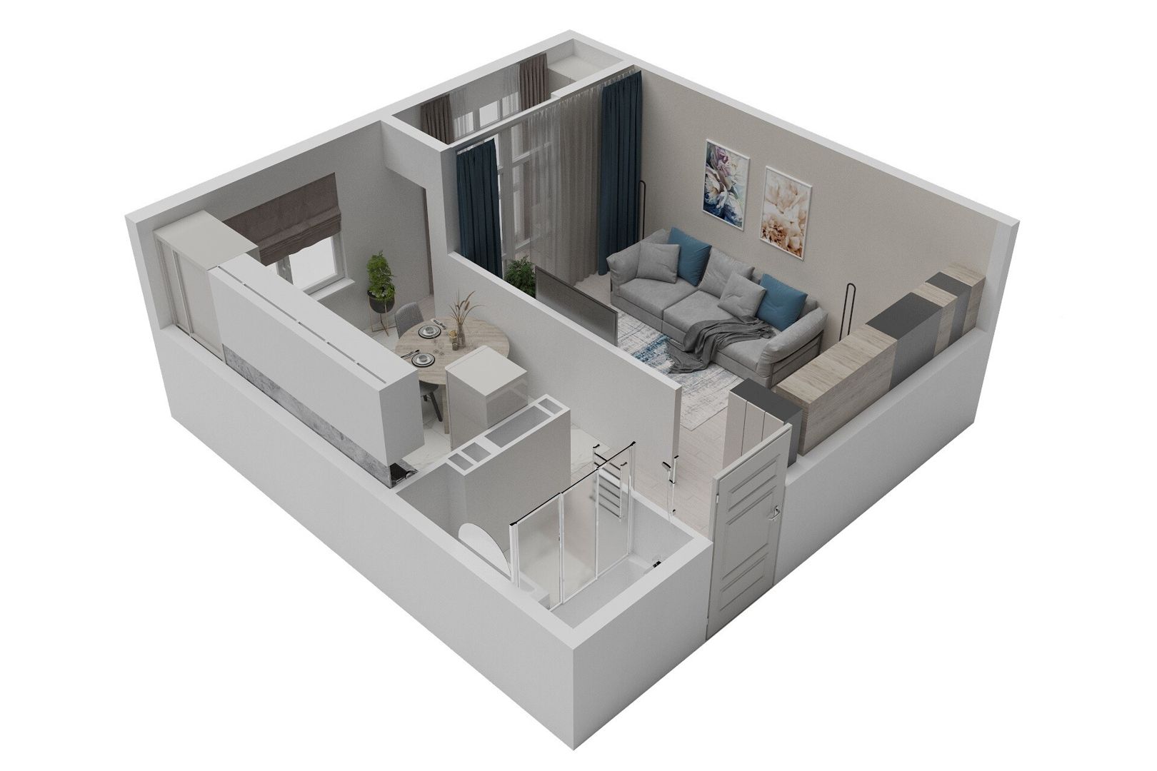 Планировка: 1-комн. квартира 34.85 м² в новостройке Мирград