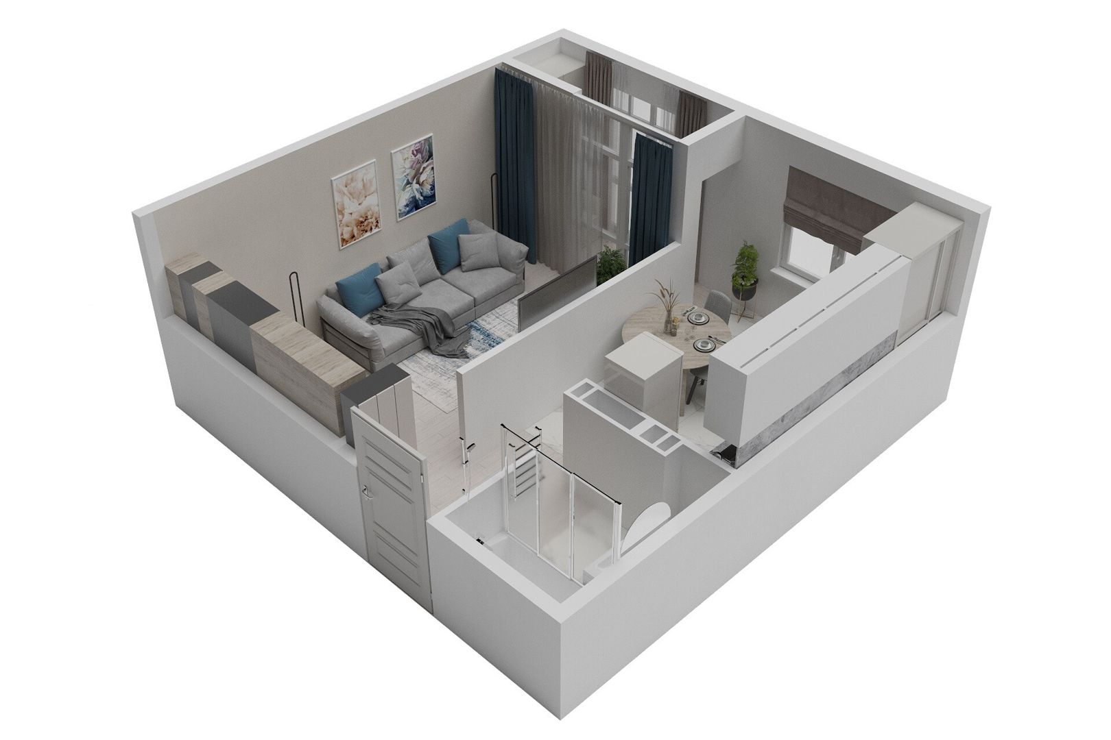 Планировка: 1-комн. квартира 34.82 м² в новостройке ЖК Мирград