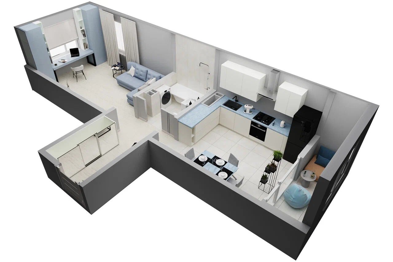 Планировка: 1-комн. квартира 41.81 м² в новостройке ЖК Мирград