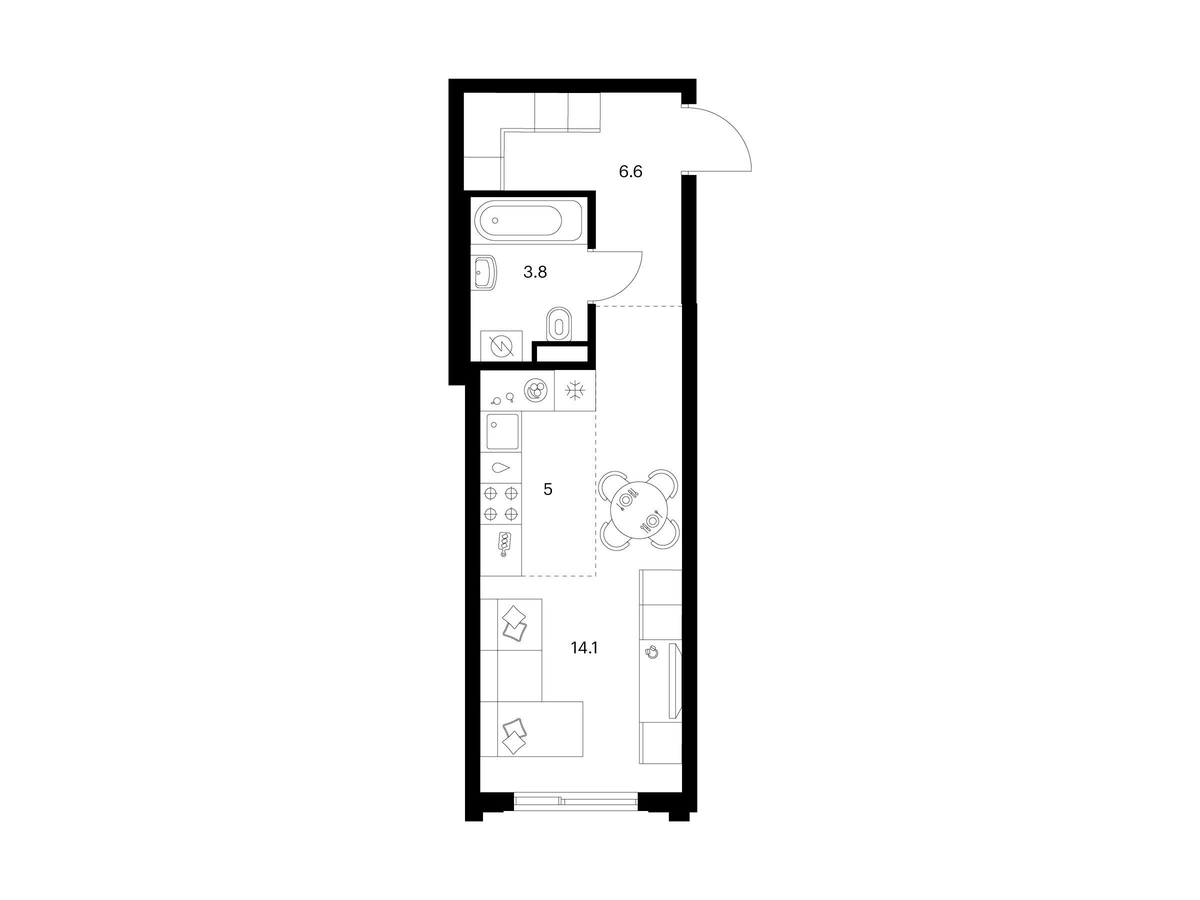 Планировка: Студия 29.50 м² в новостройке Алтуфьевское 53