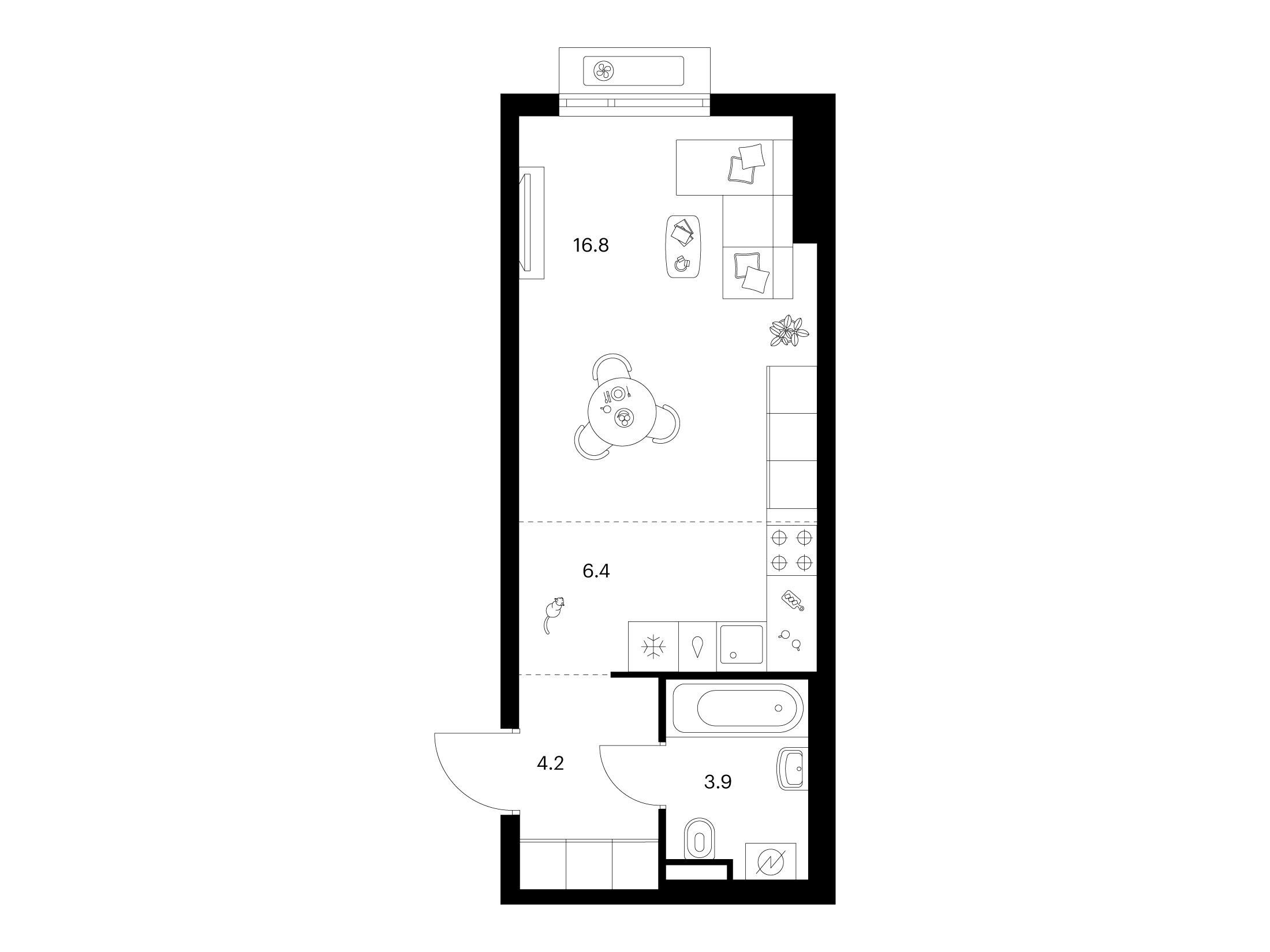 Планировка: Студия 31.30 м² в новостройке ЖК Саларьево парк
