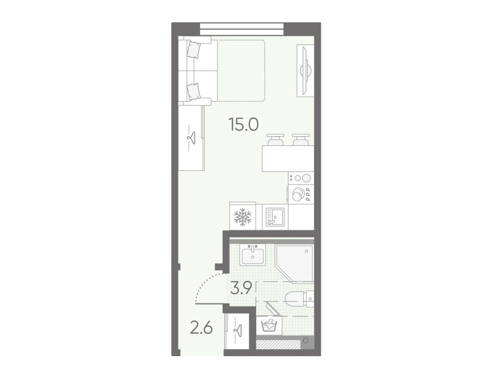 Планировка: Студия 21.50 м² в новостройке Пулково Лайк