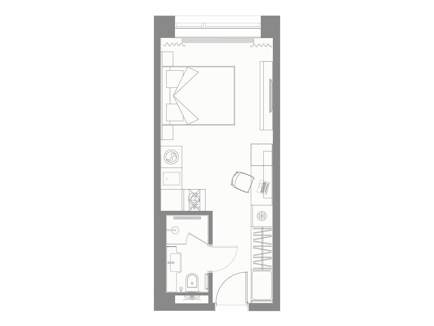 Планировка: Студия 21.54 м² в новостройке Йес Приморский