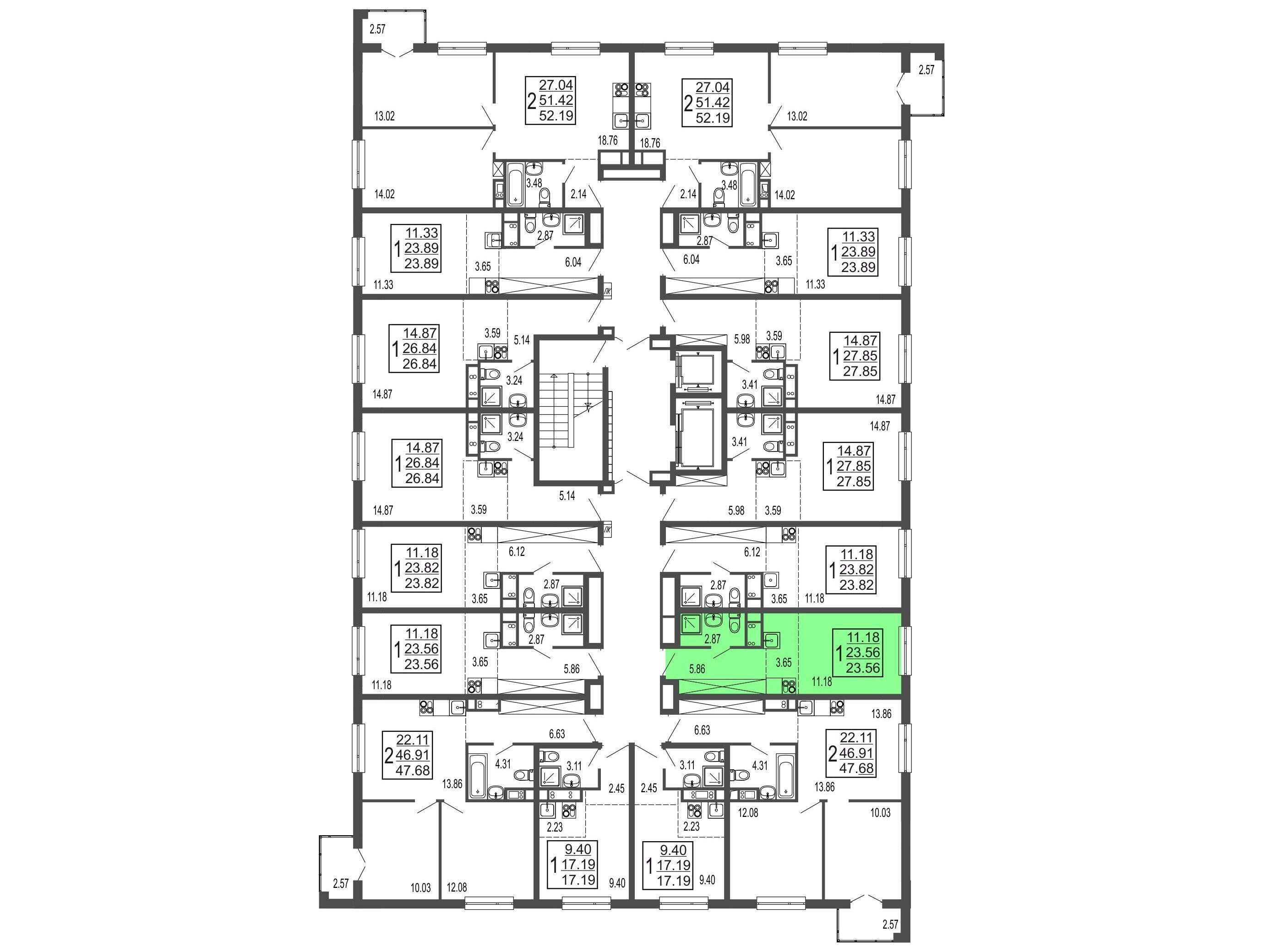 Планировка: Студия 23.56 м² в новостройке ЖК Гармония Парк