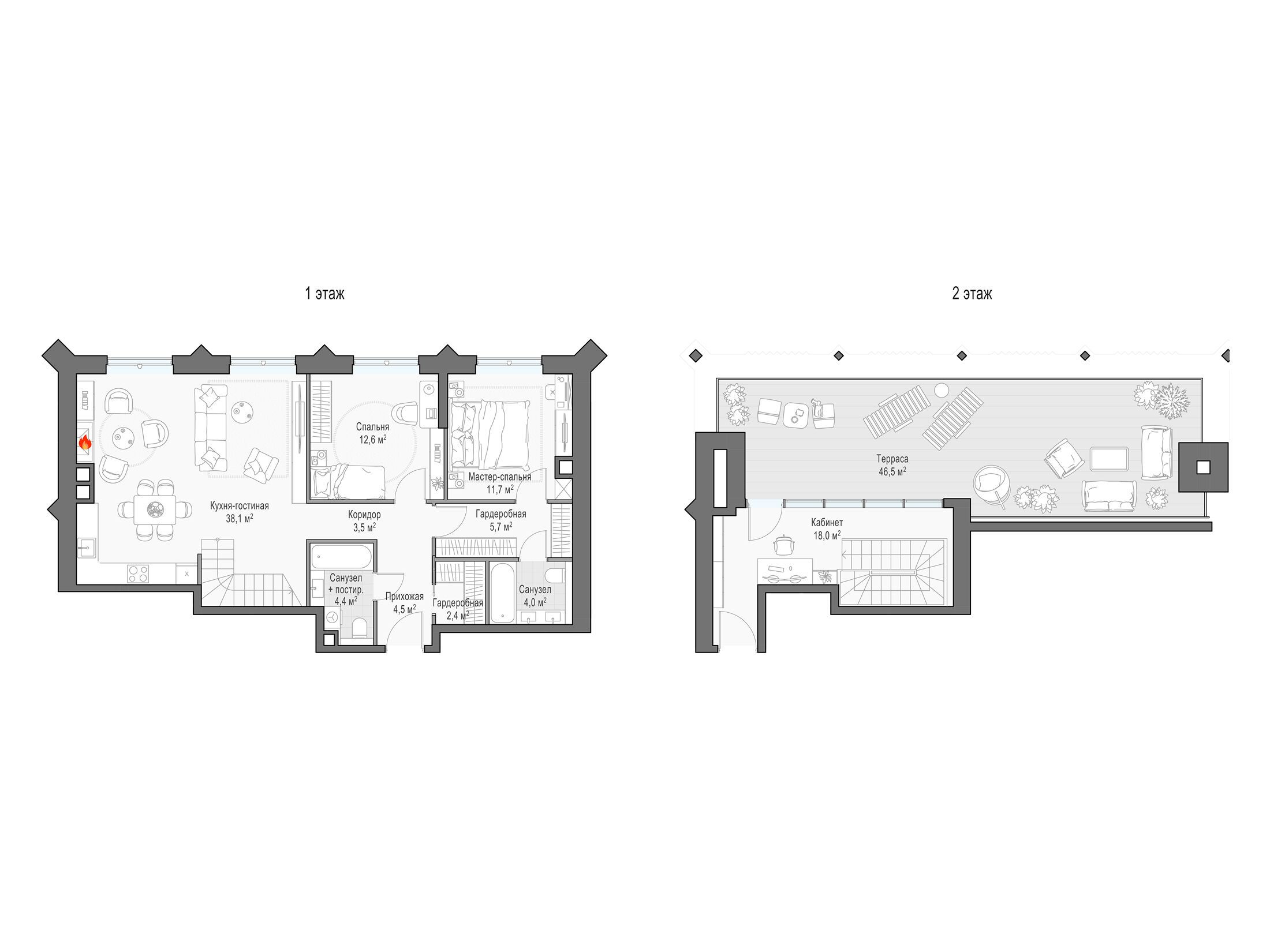 Планировка: 2-комн. квартира 120.80 м² в новостройке Достижение