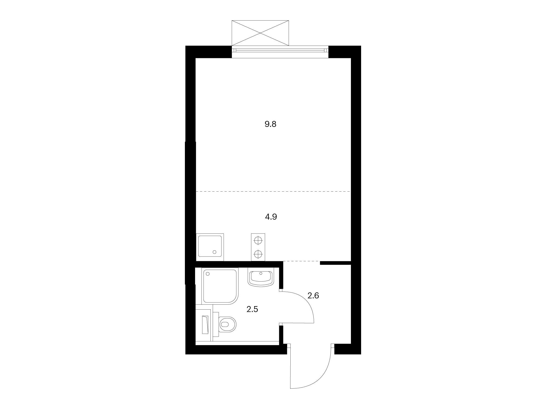 Планировка: Студия 19.80 м² в новостройке ЖК Кузьминский лес
