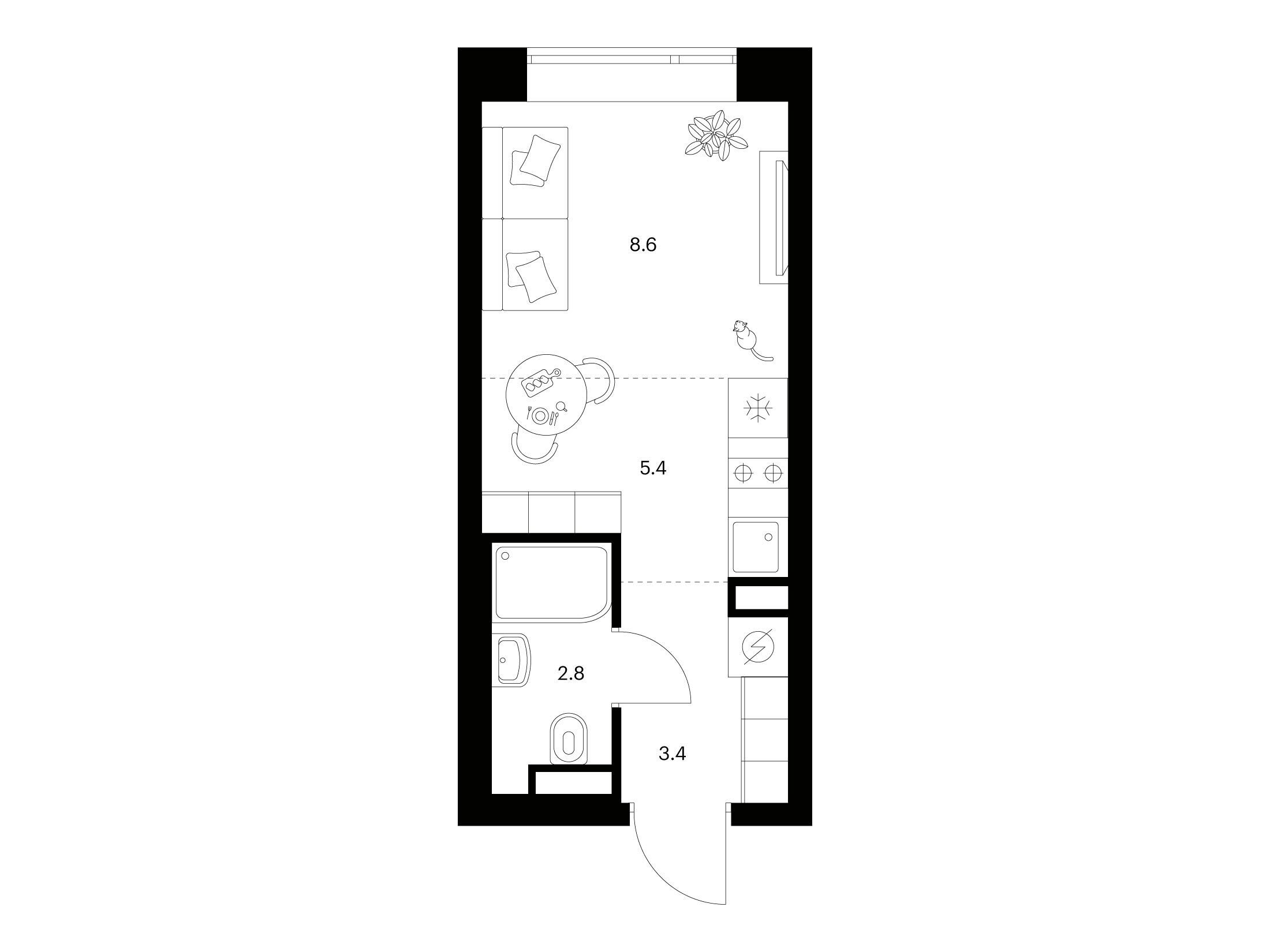 Планировка: Студия 20.20 м² в новостройке Амурский парк