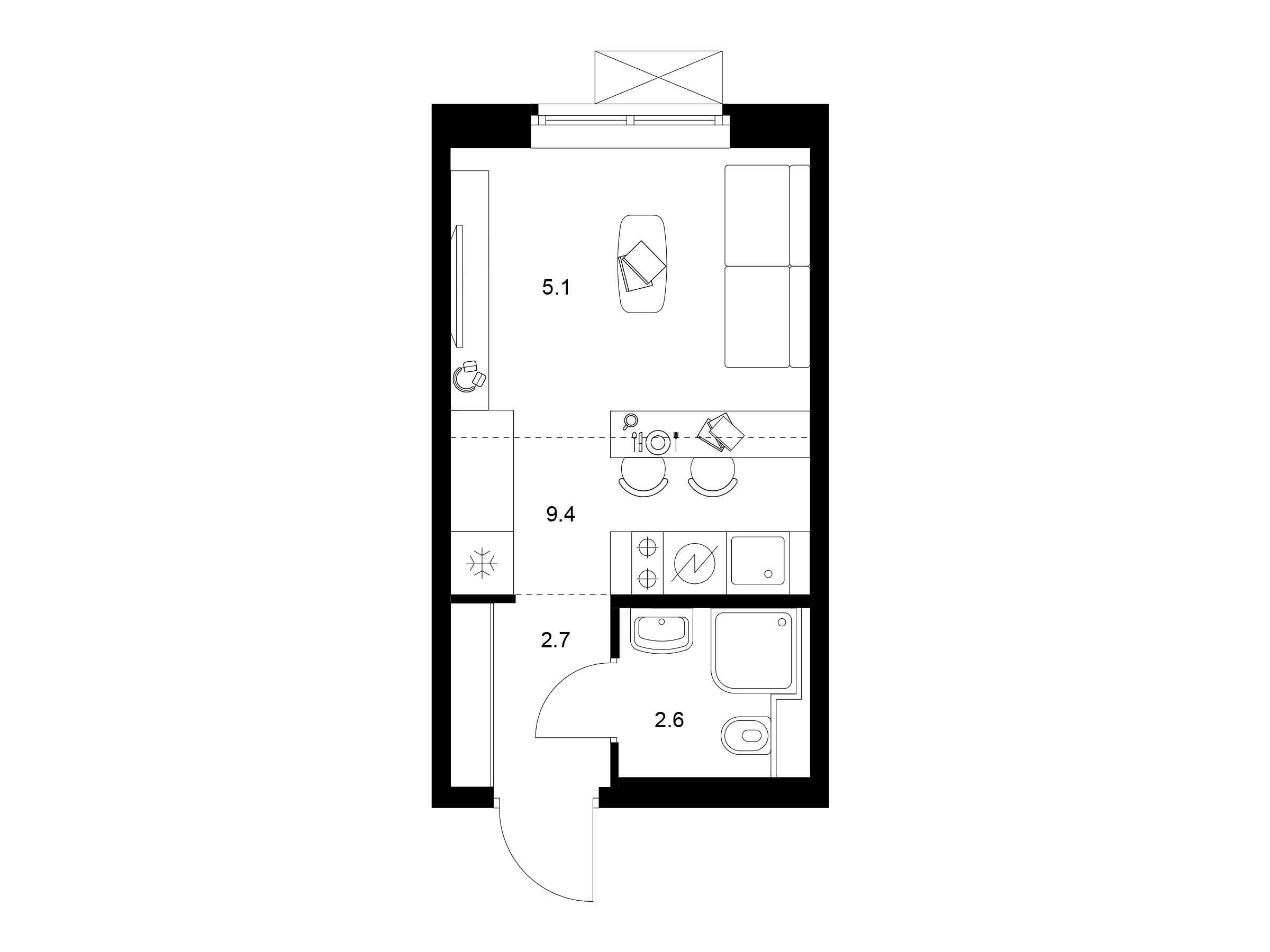 Планировка: Студия 19.80 м² в новостройке Люблинский парк