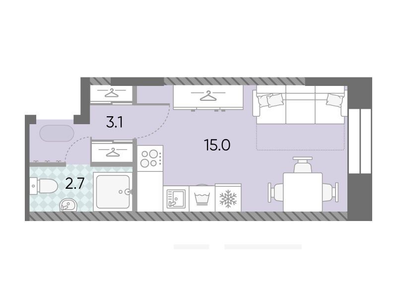 Планировка: Студия 20.80 м² в новостройке ЖК ЗИЛАРТ