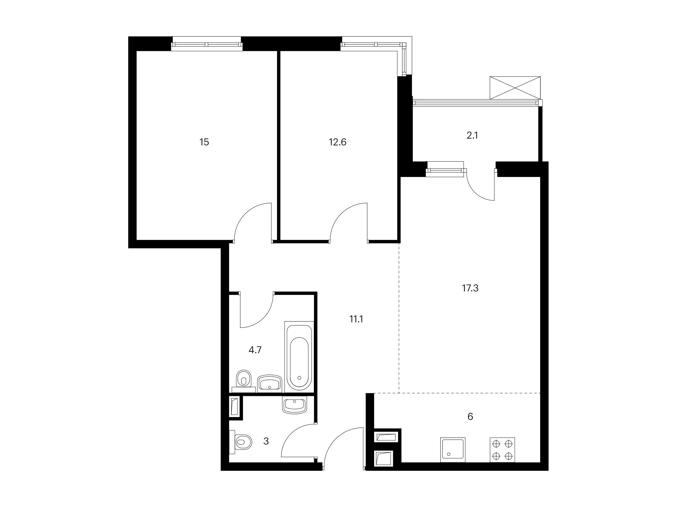 Планировка: 2-комн. квартира 71.80 м² в новостройке Митинский лес