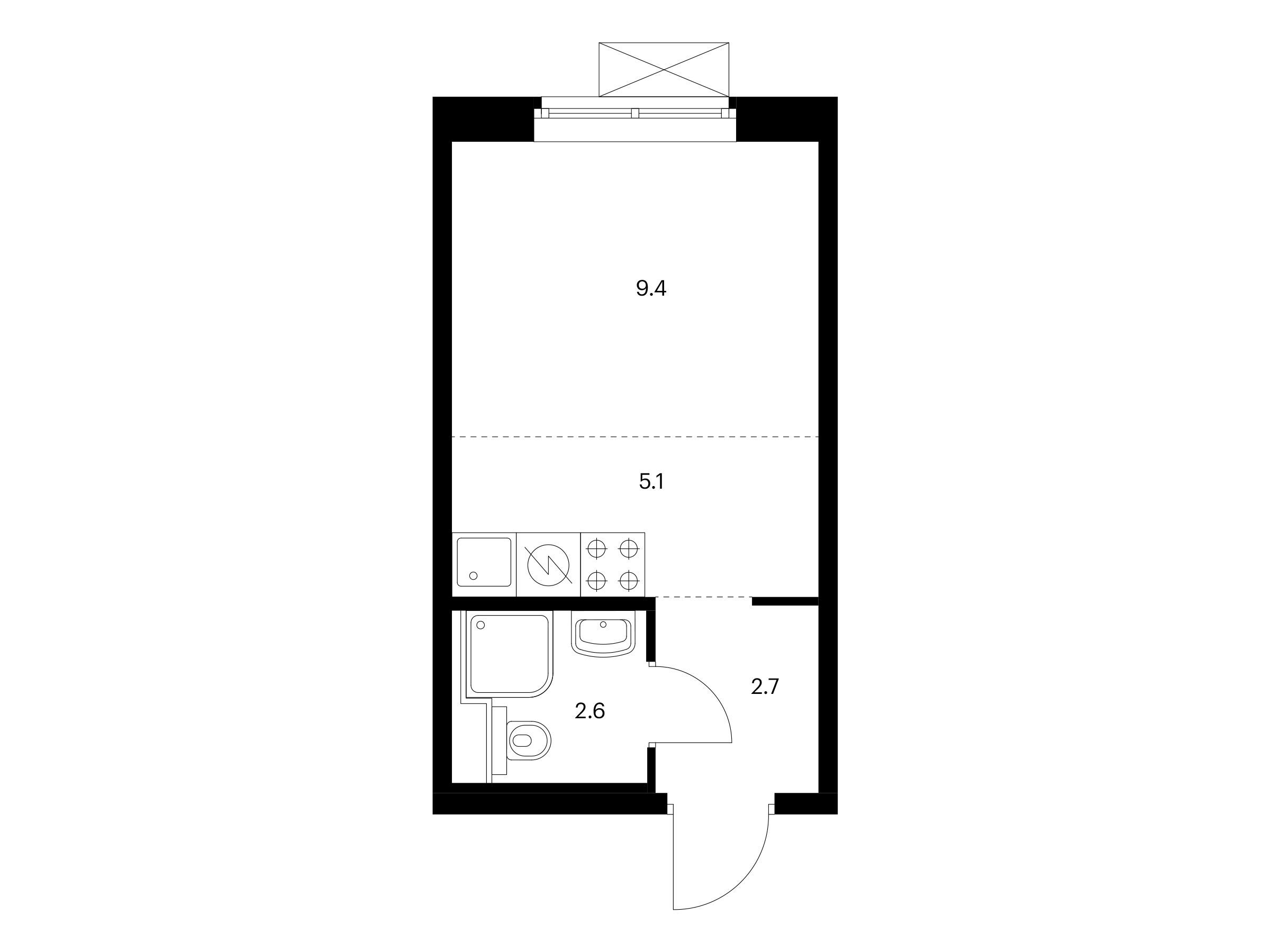 Планировка: Студия 19.80 м² в новостройке Люблинский парк