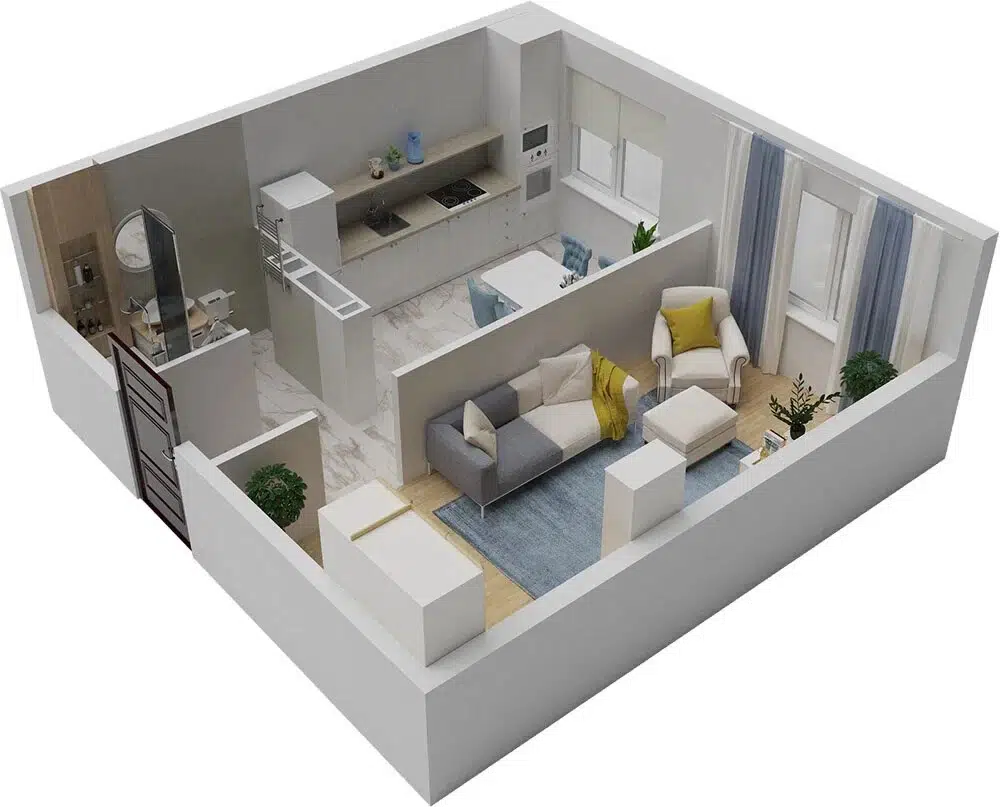 Планировка: 1-комн. квартира 36.64 м² в новостройке ЖК Мирград