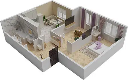 Планировка: 2-комн. квартира 64.87 м² в новостройке ЖК Мирград